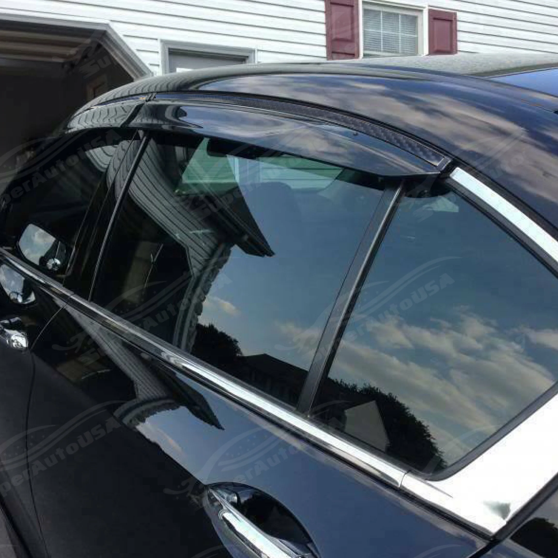 For Honda Civic 2022-2026 Carbon Fiber Print Rain Guards Side Window Deflectors - Image 5