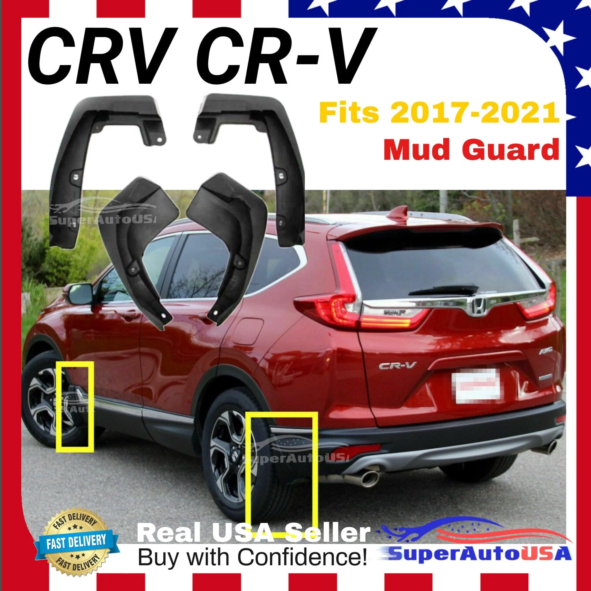 Fit 2017-2021 Honda CRV CR-V OE Style Mud Flaps Splash Guard Fender Mudguard Set - Image 5