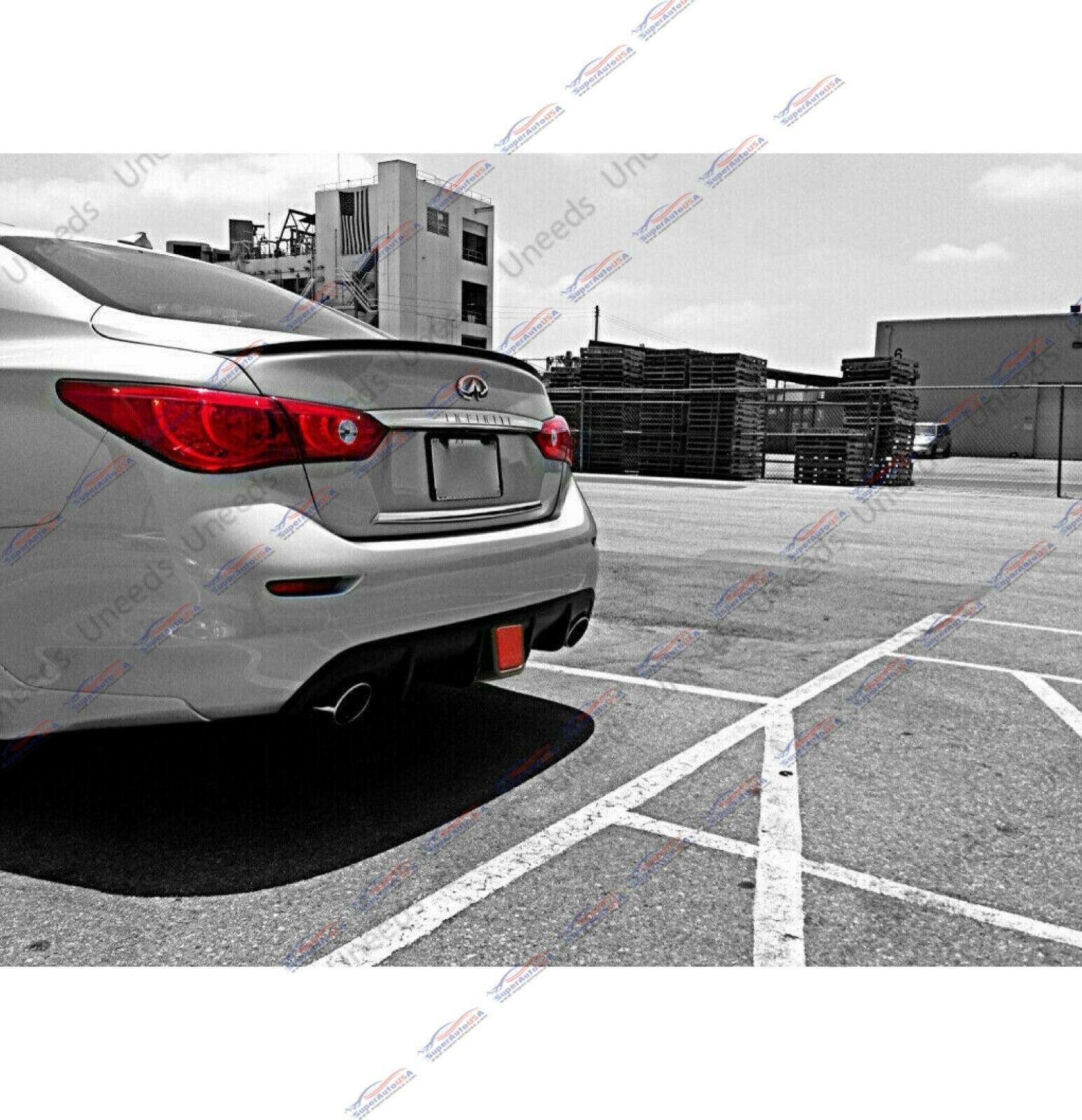 Fits 2014-2017 Infiniti Q50 Rear Spoiler Lower Diffuser with LED Light (Gloss Black) - Image 4