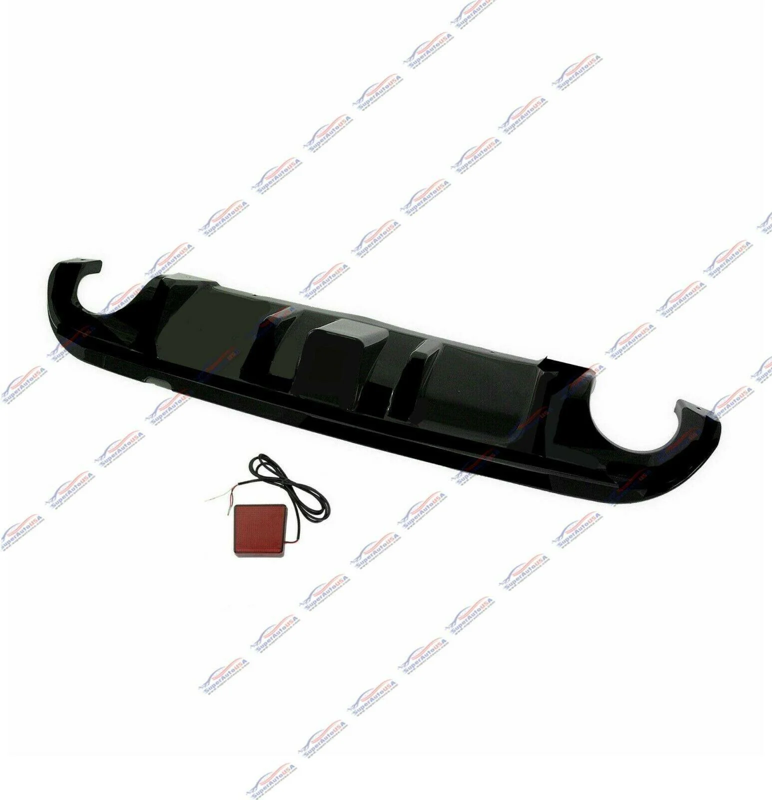 Fits 2014-2017 Infiniti Q50 Rear Spoiler Lower Diffuser with LED Light (Gloss Black) - Image 5