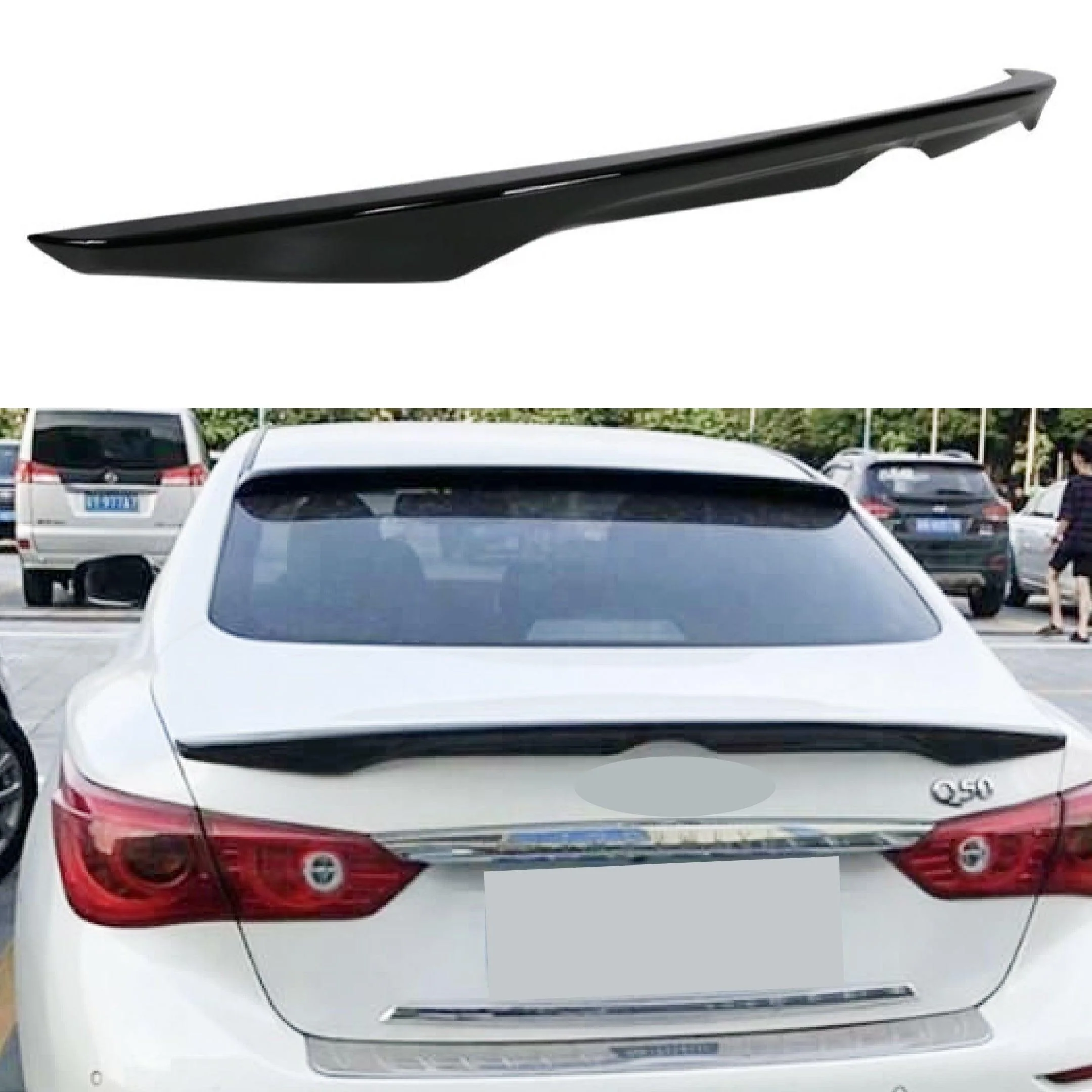 Fit 2014-2017 INFINITI Q50 Rear Trunk Spoiler wing (Gloss Black)