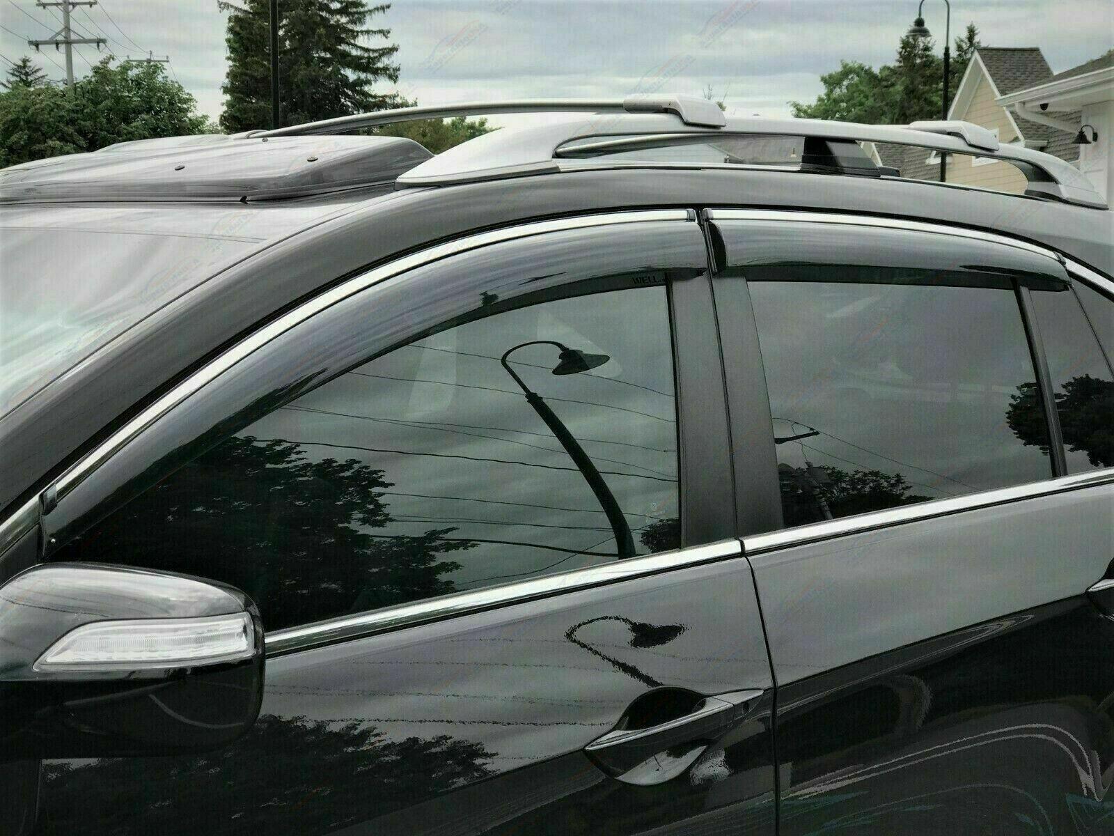 Fit 2018-2021 Infiniti Q50 Clip-On Chrome Trim Vent Window Visors Rain Sun Wind Guards Shade Deflectors - Image 3