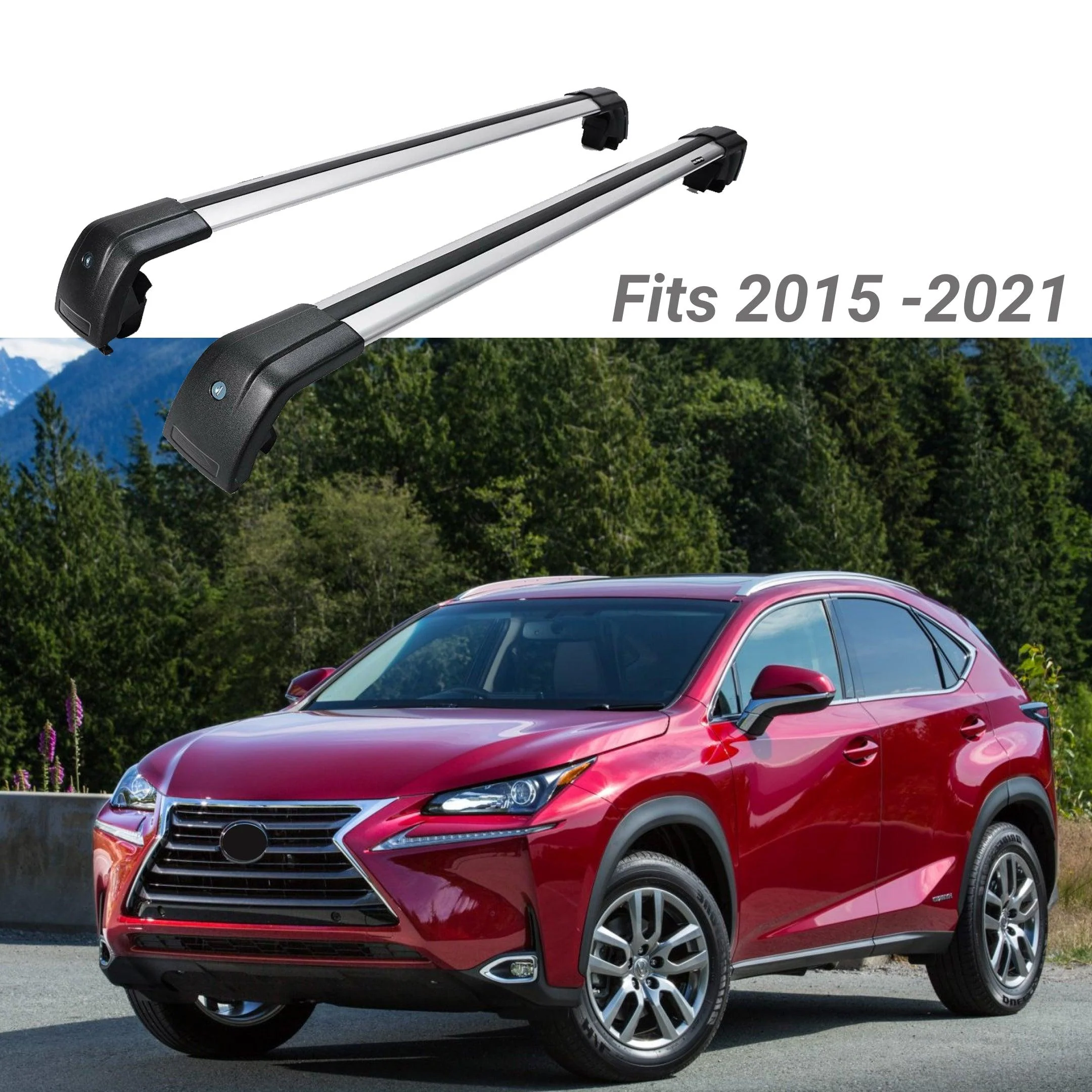 Fit 2015-2021 LEXUS NX200t NX300H Baggage Luggage Cross Bar Black Top Roof Rack
