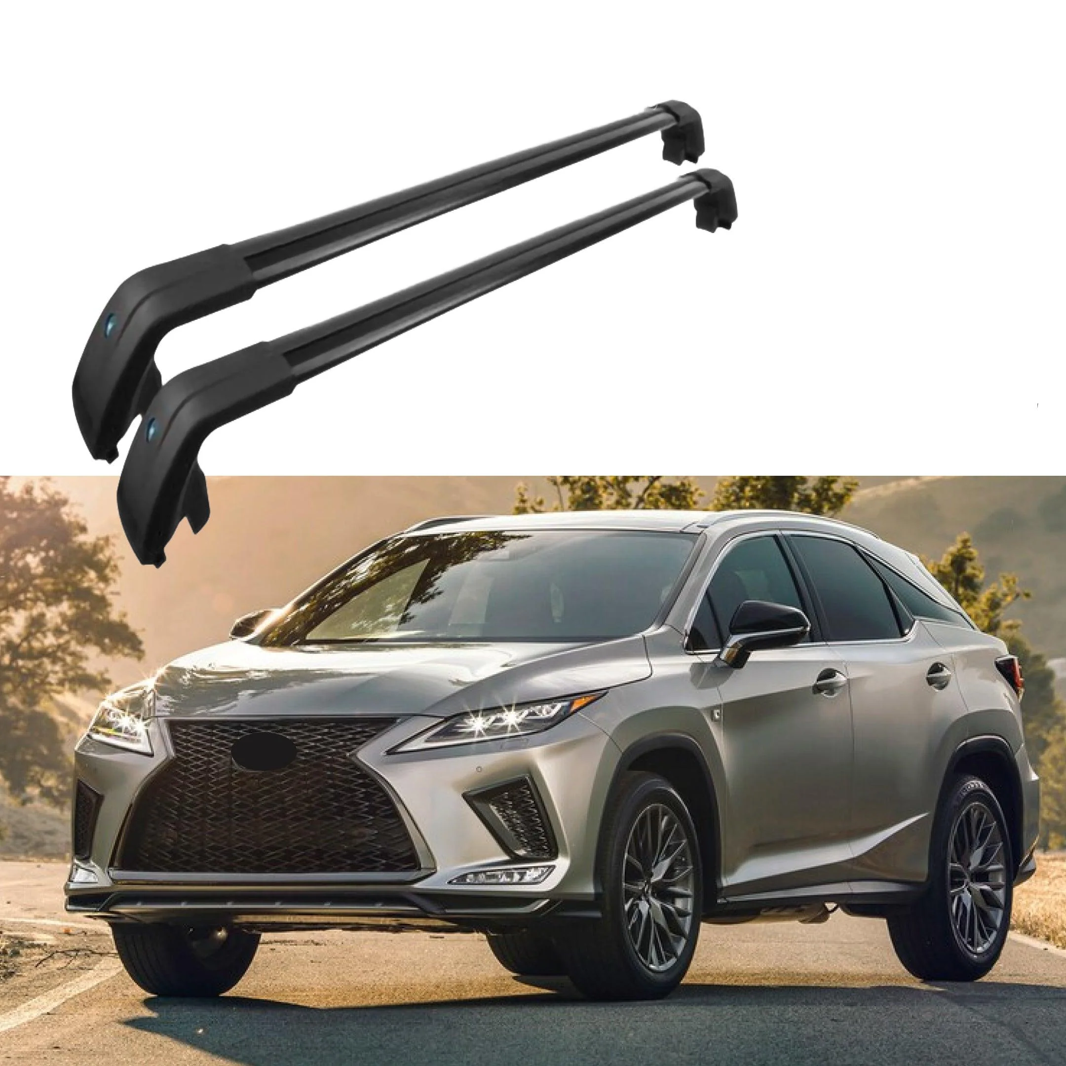 Fit 2016-2022 LEXUS RX350 RX450 Baggage Luggage Black Tap Roof Rack Cross Bar