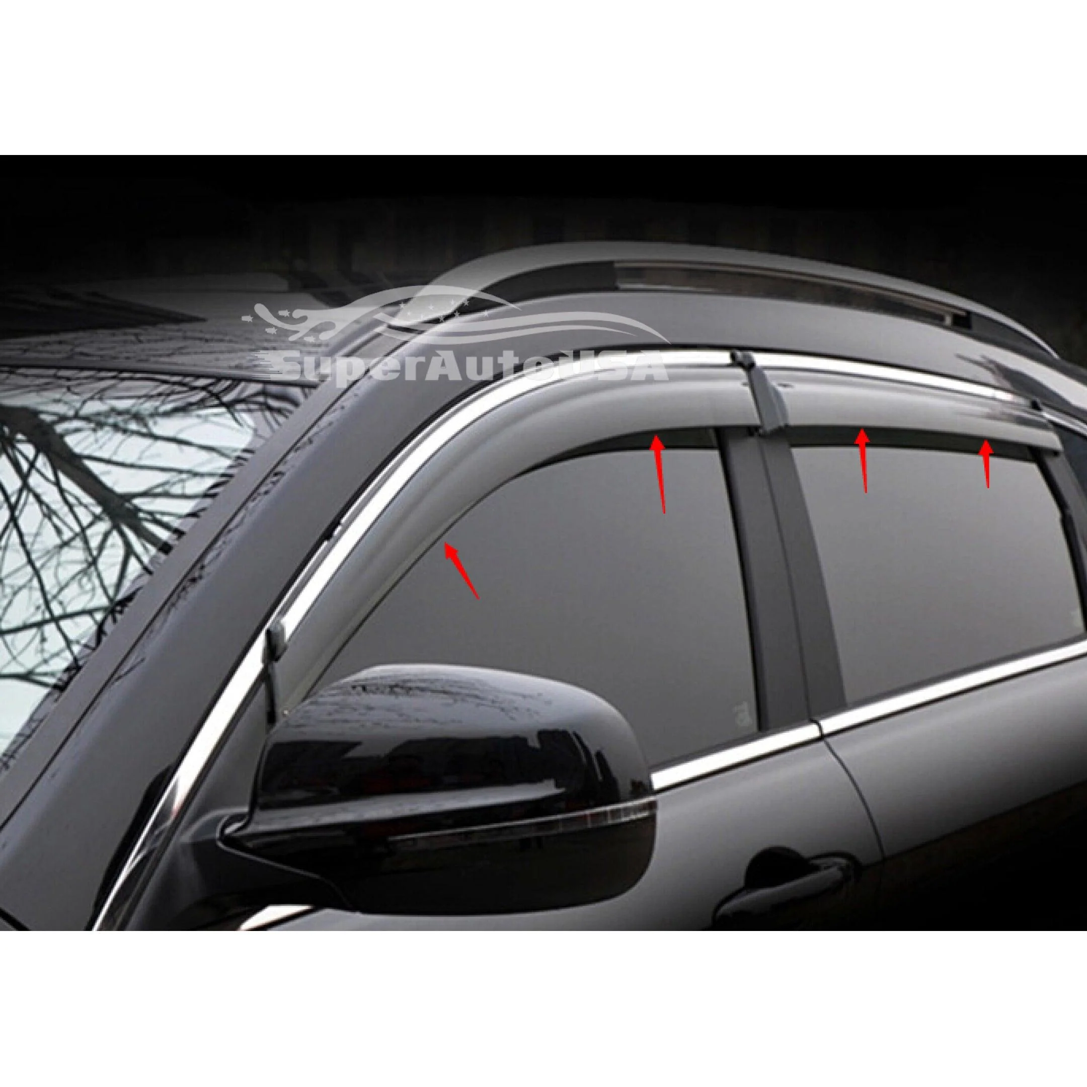 Fit 2010-2015 Lexus RX350 RX450H Clip-On Chrome Trim Vent Window Visors Rain Sun Wind Guards Shade Deflectors - Image 4