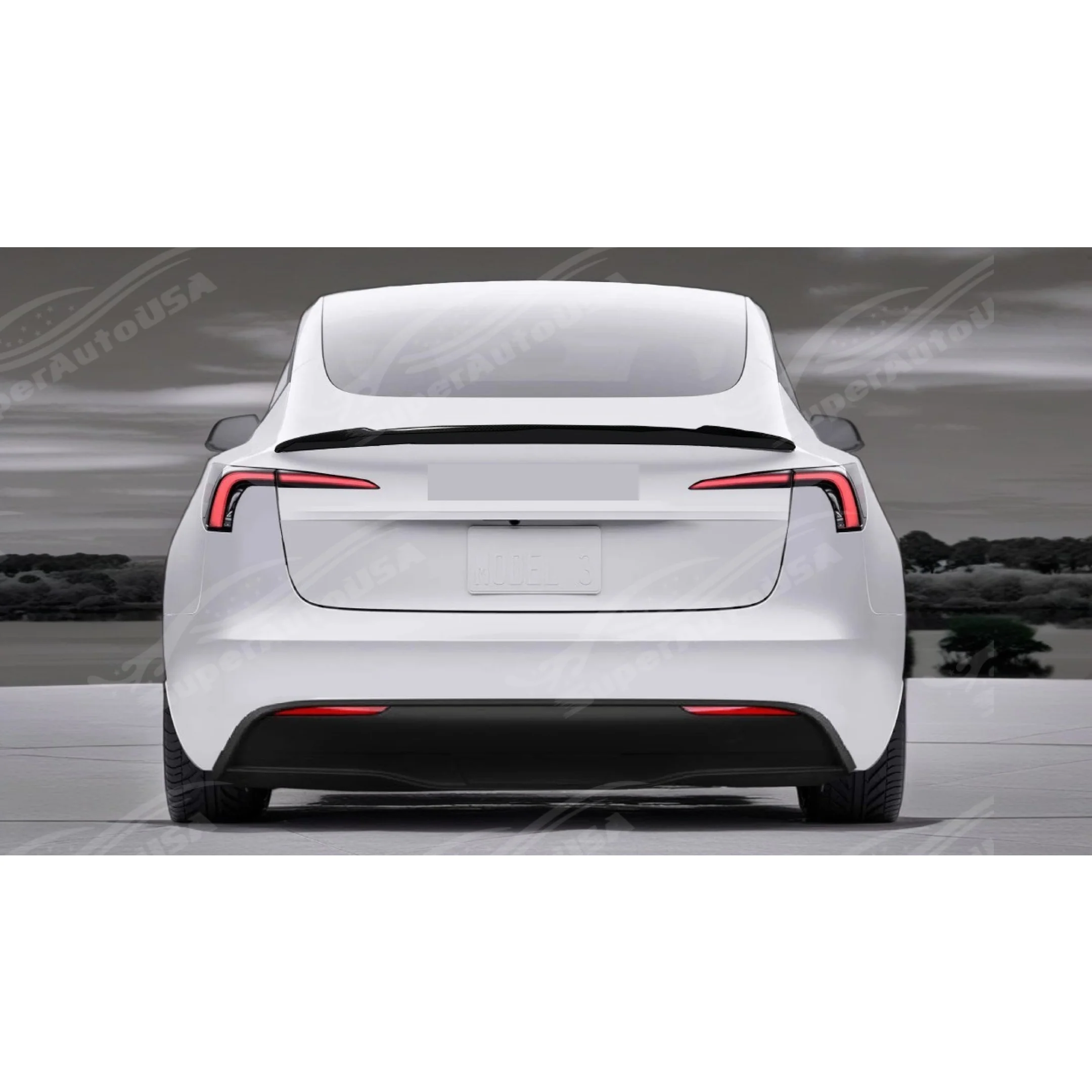 For Real Carbon Fiber Rear Trunk Wing Spoiler fits Tesla Model 3 (2017-25) - Image 2
