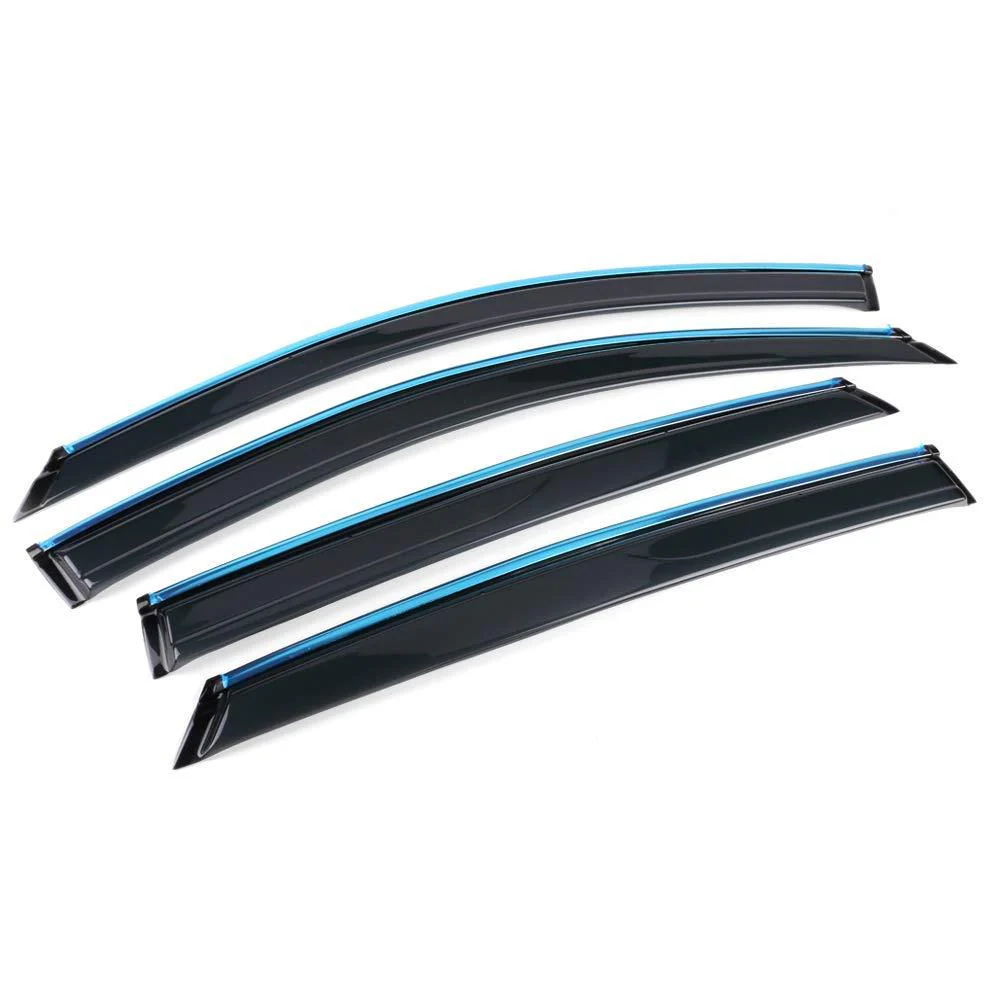 Fit 2013-2017 Subaru Crosstrek XV Clip-On Chrome Trim Vent Window Visors Rain Sun Wind Guards Shade Deflectors