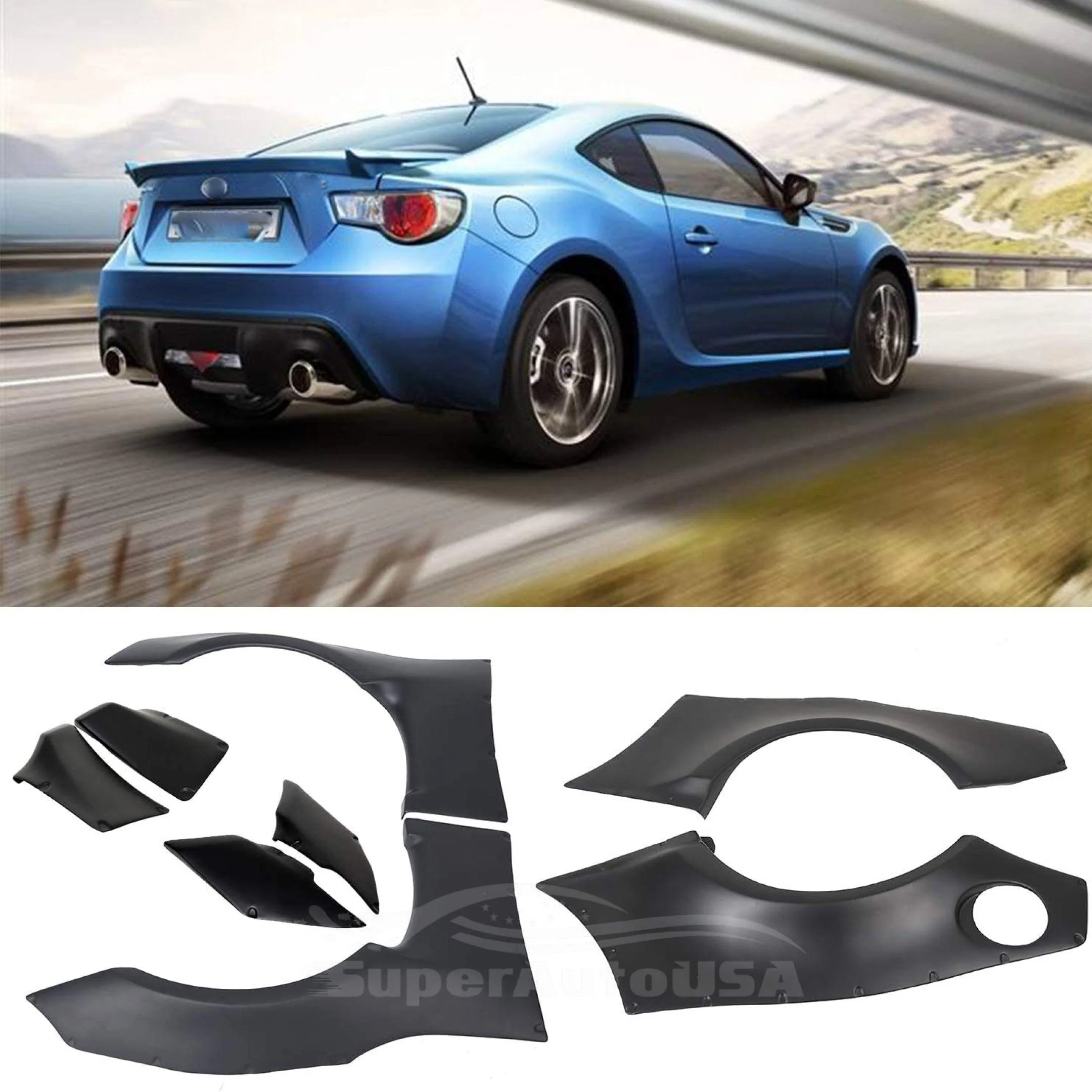 Fit 2013-2022 Subaru GT86 BRZ FR-S Wide Body 8pc Fender Flares Cover - Image 2