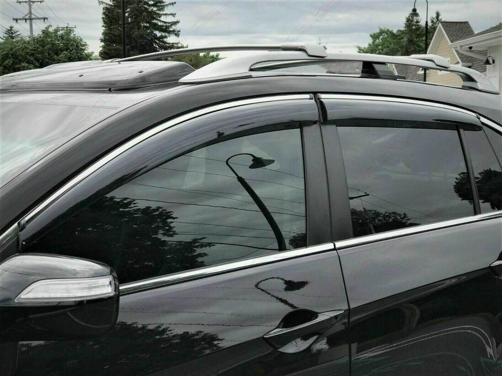 Fit 2015-2019 Subaru Legacy Clip-On Chrome Trim Vent Window Visors Rain Sun Wind Guards Shade Deflectors - Image 2