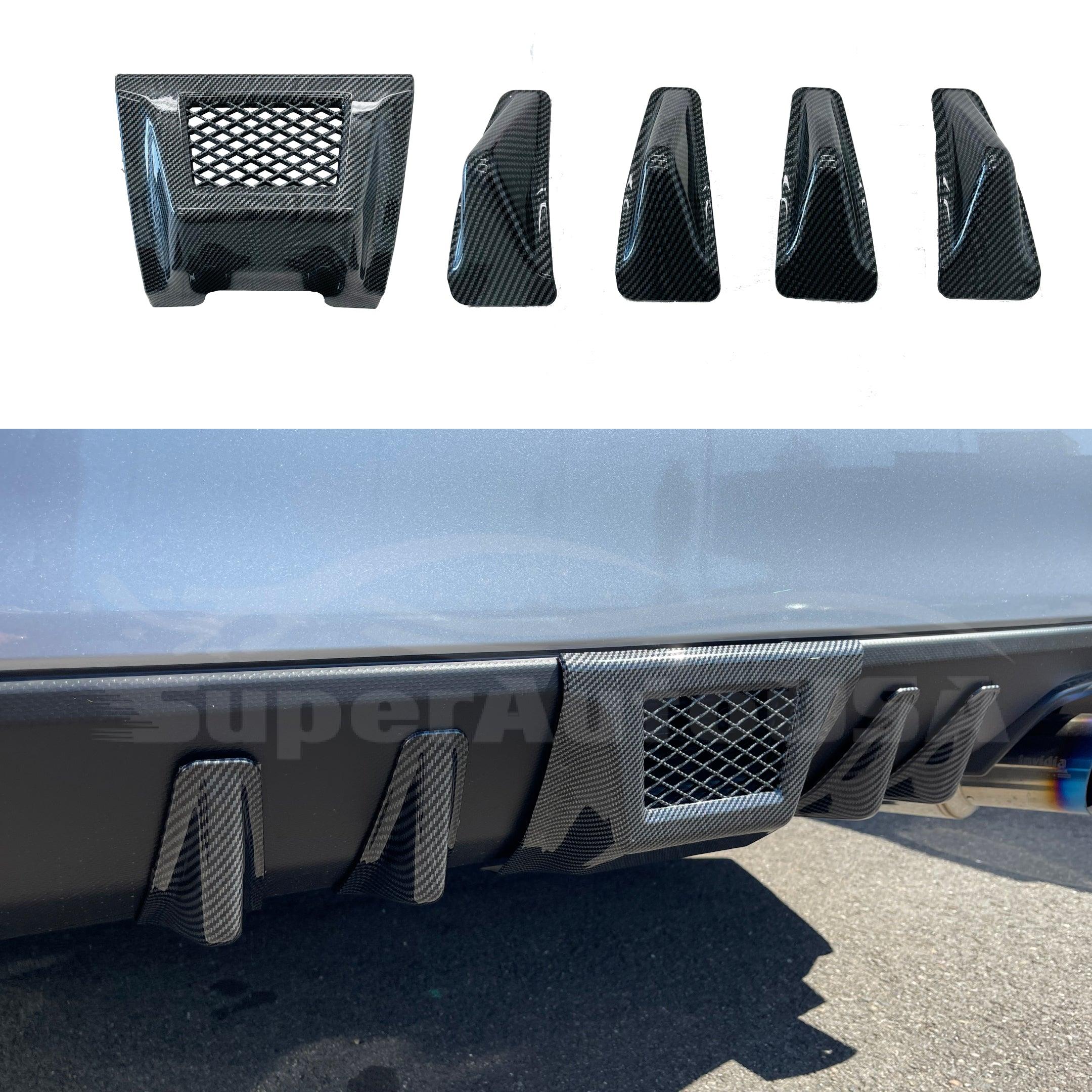 2015-2021 Subaru WRX STI VA - Rear Shark Fins & Brake Light Cover Set - Carbon Print (5pc)