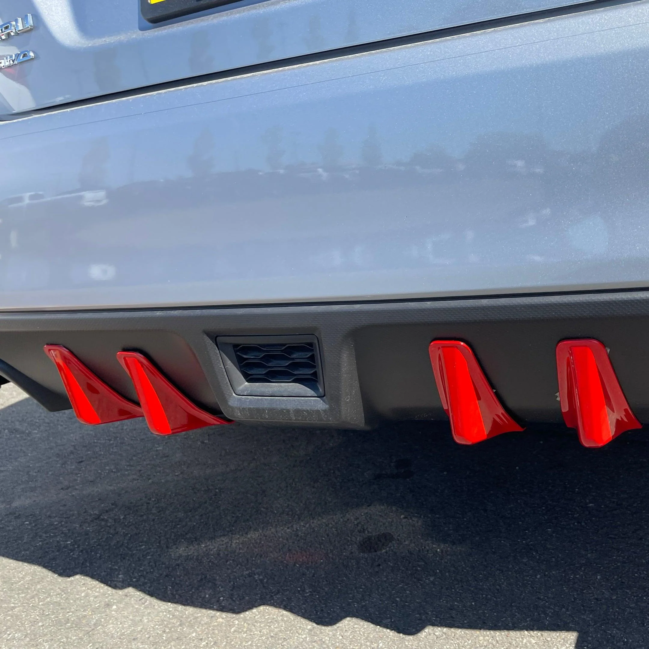 2015-2021 Subaru WRX STI VA - Red Shark Fins & Brake Light Cover - Carbon Fiber Print - Image 2