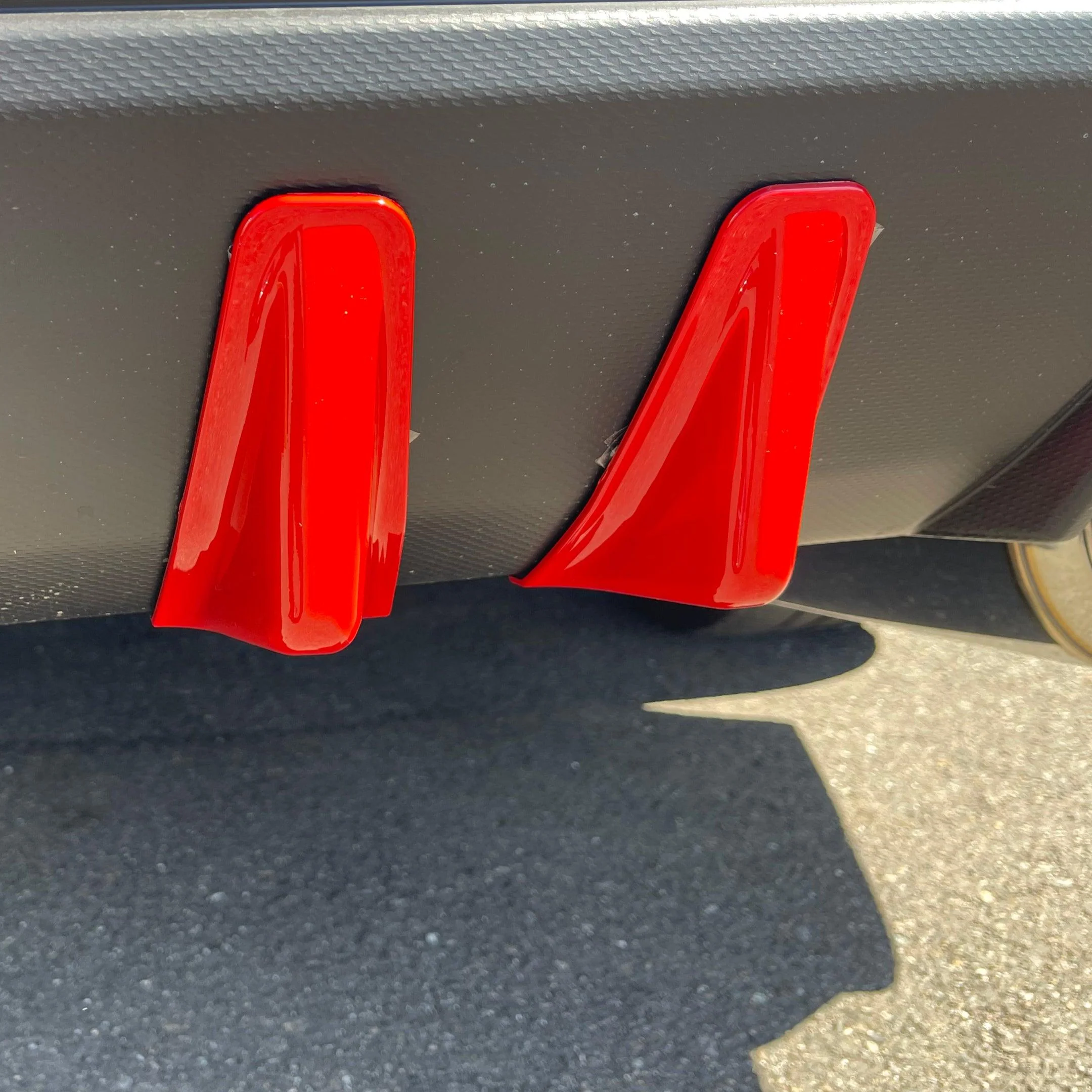 2015-2021 Subaru WRX STI VA - Red Shark Fins & Brake Light Cover - Carbon Fiber Print - Image 3