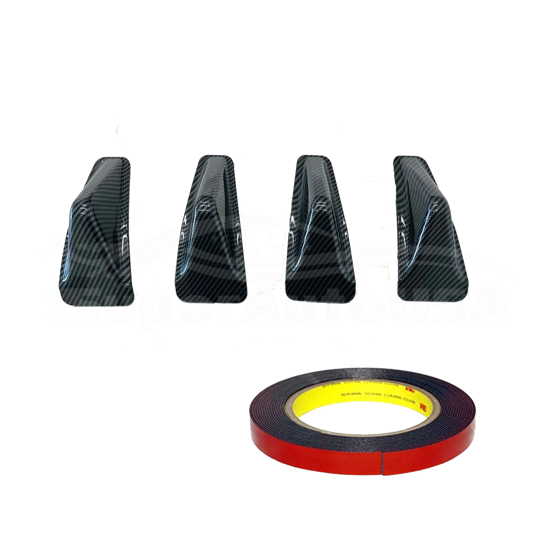 2015-2021 Subaru WRX STI VA - Rear Diffuser Shark Fins - Carbon Print (4pc) - Image 3