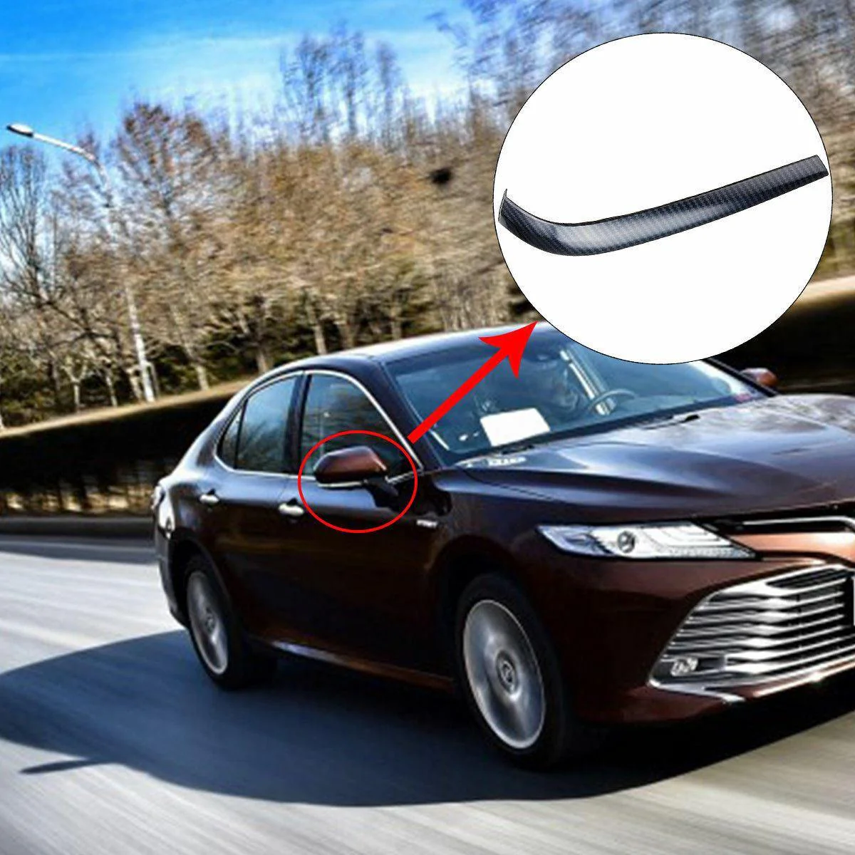 Fit 2016-2019 Toyota Camry Rearview Side Mirror Cover Trim (Carbon Fiber Print) - Image 2