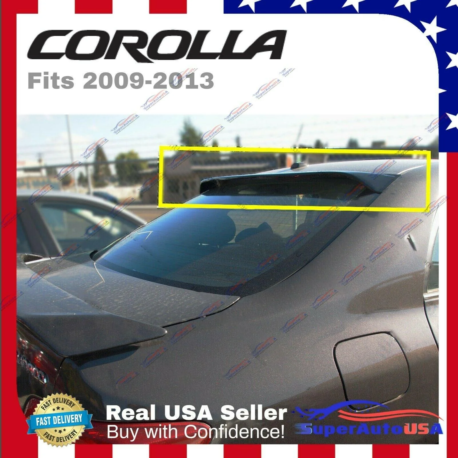 Fit 2009-2013 Toyota Corolla Sedan Rear Roof Window Spoiler Deflector - Image 8