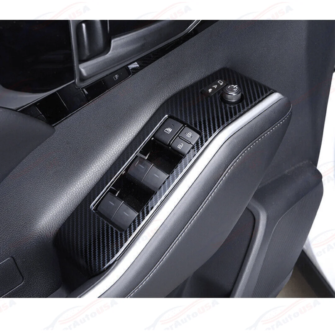 Fit 2020-2024 Toyota Highlander Interior Window Switch Panel Trim (Carbon Fiber Print) - Image 2