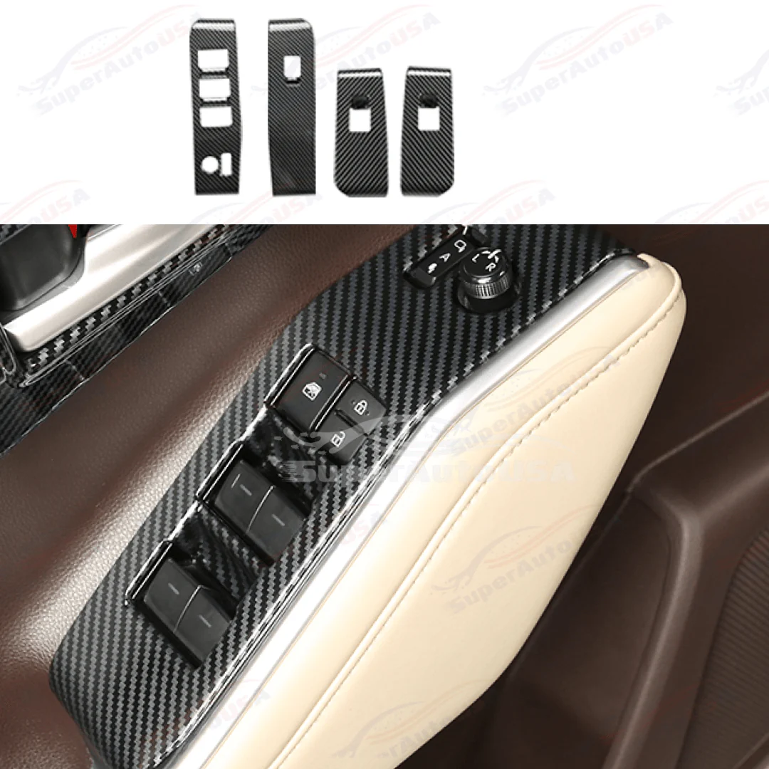 Fit 2020-2024 Toyota Highlander Interior Window Switch Panel Trim (Carbon Fiber Print) - Image 3
