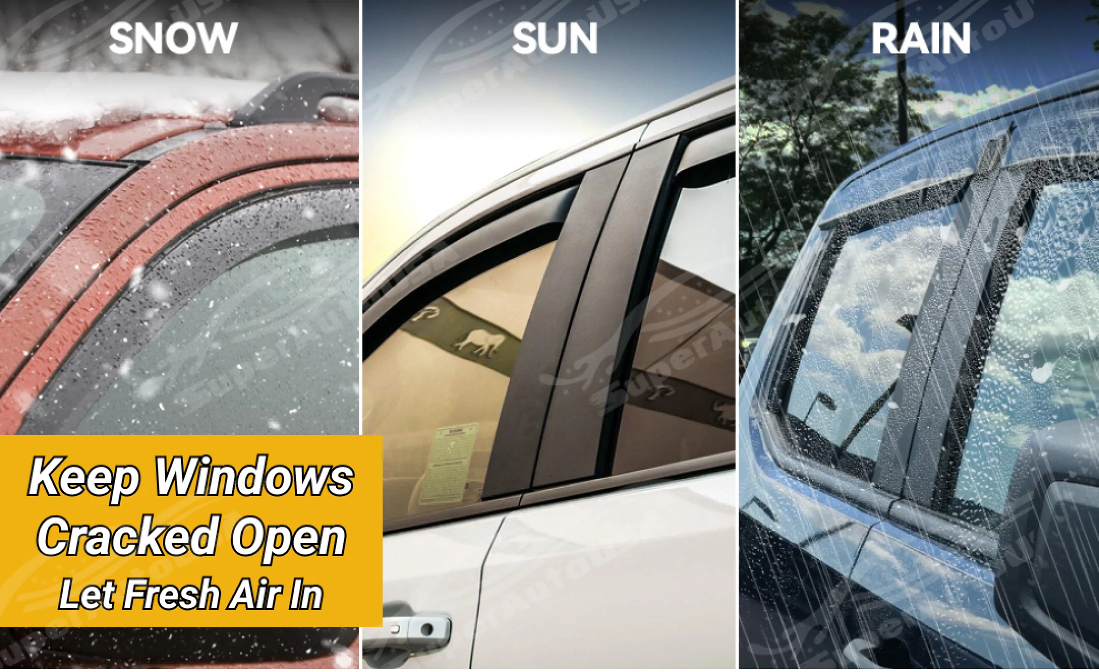 For Toyota Highlander 2014-2019 Rain Guards Window Visors Sun Vent Side Deflectors - Image 11