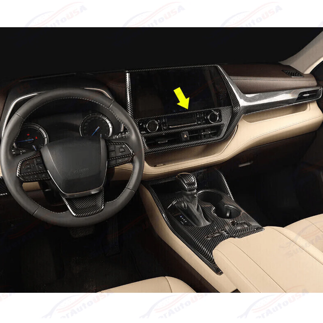 For Toyota Highlander 2020-2024 Carbon Fiber Print Central Button Control Panel Trim - Image 6