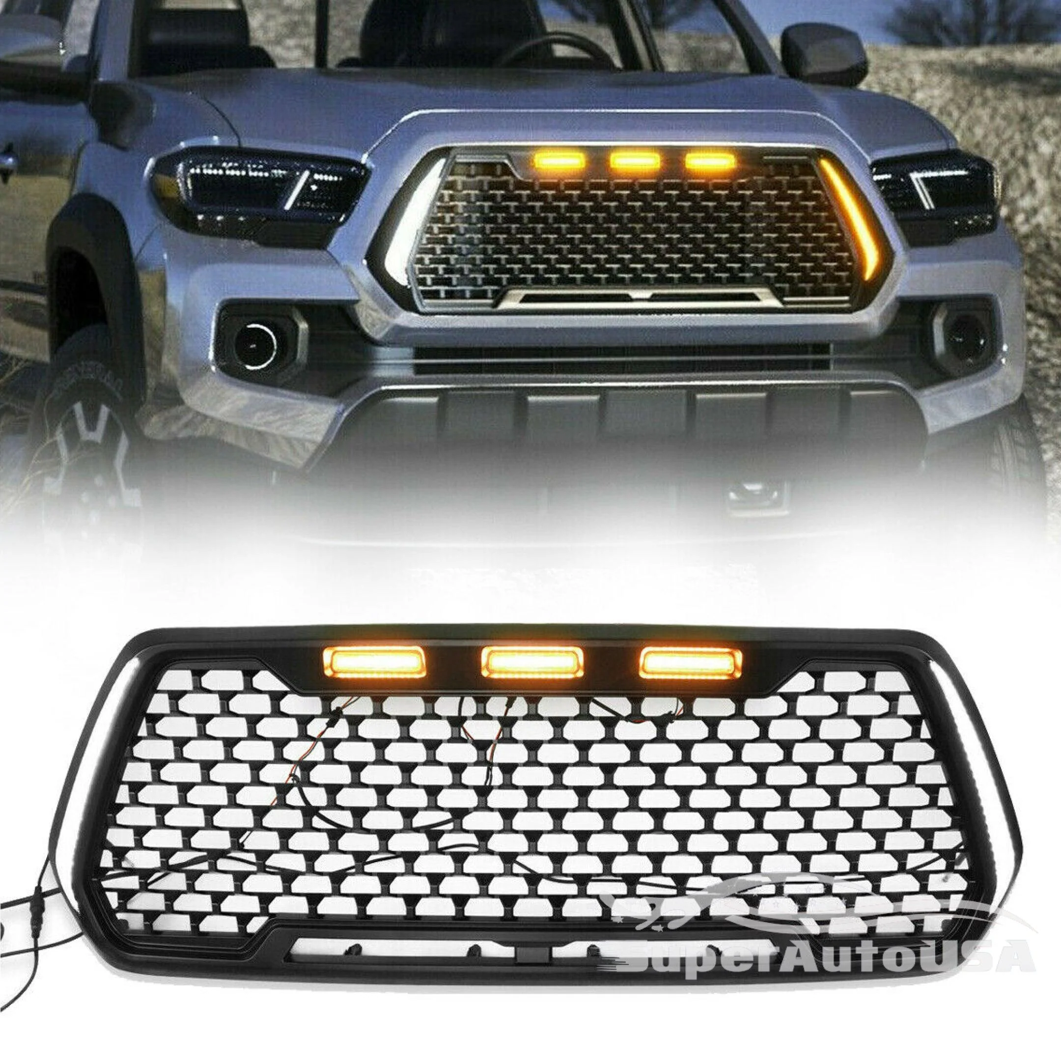 Fits Toyota Tacoma (2016-2021) Front Grille w/ Turn Signal LED Day Light - Image 3