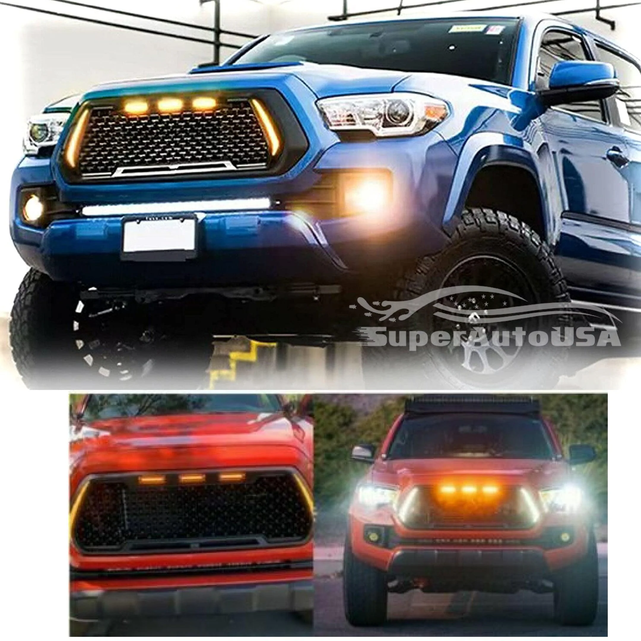 Fits Toyota Tacoma (2016-2021) Front Grille w/ Turn Signal LED Day Light - Image 4