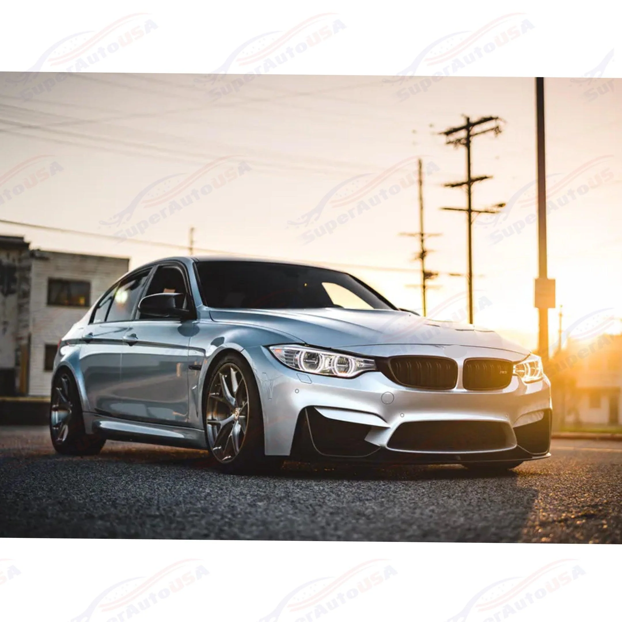 Fits 2015-20 BMW F80 M3 F82 F83 M4 CS Style Front Lip Spoilers & Splitter Kit (Gloss Black) - Image 3