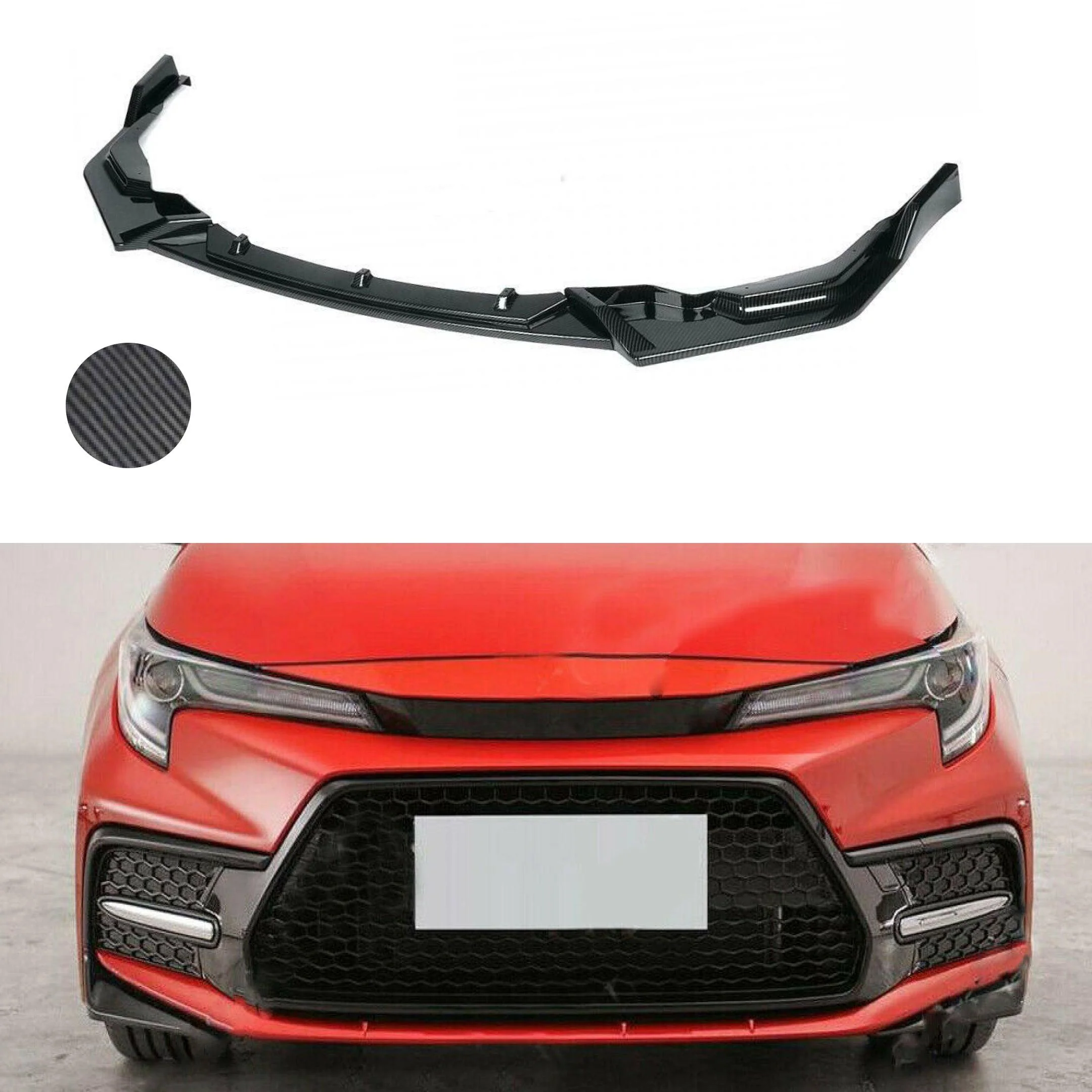 Front Lip & Spoiler - Carbon Fiber Print | Fits Toyota Corolla SE XSE (2020-26)