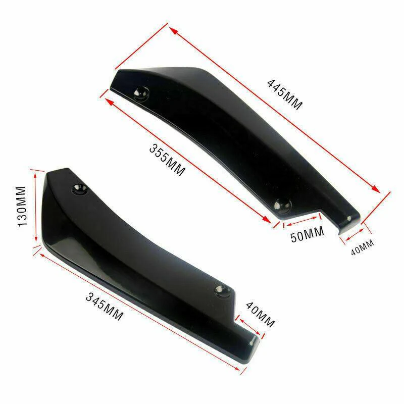 Universal Bumper Fin Canard Splitter Diffuser Spoiler Lip (Gloss Black) - Image 4