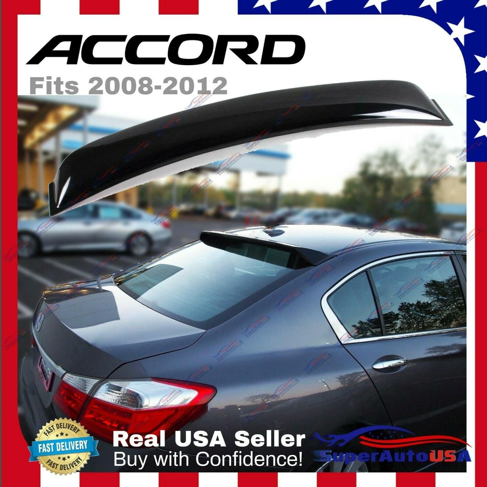 Fit 2008-2012 Honda Accord Sedan Rear Roof Window Spoiler Deflector - Image 2