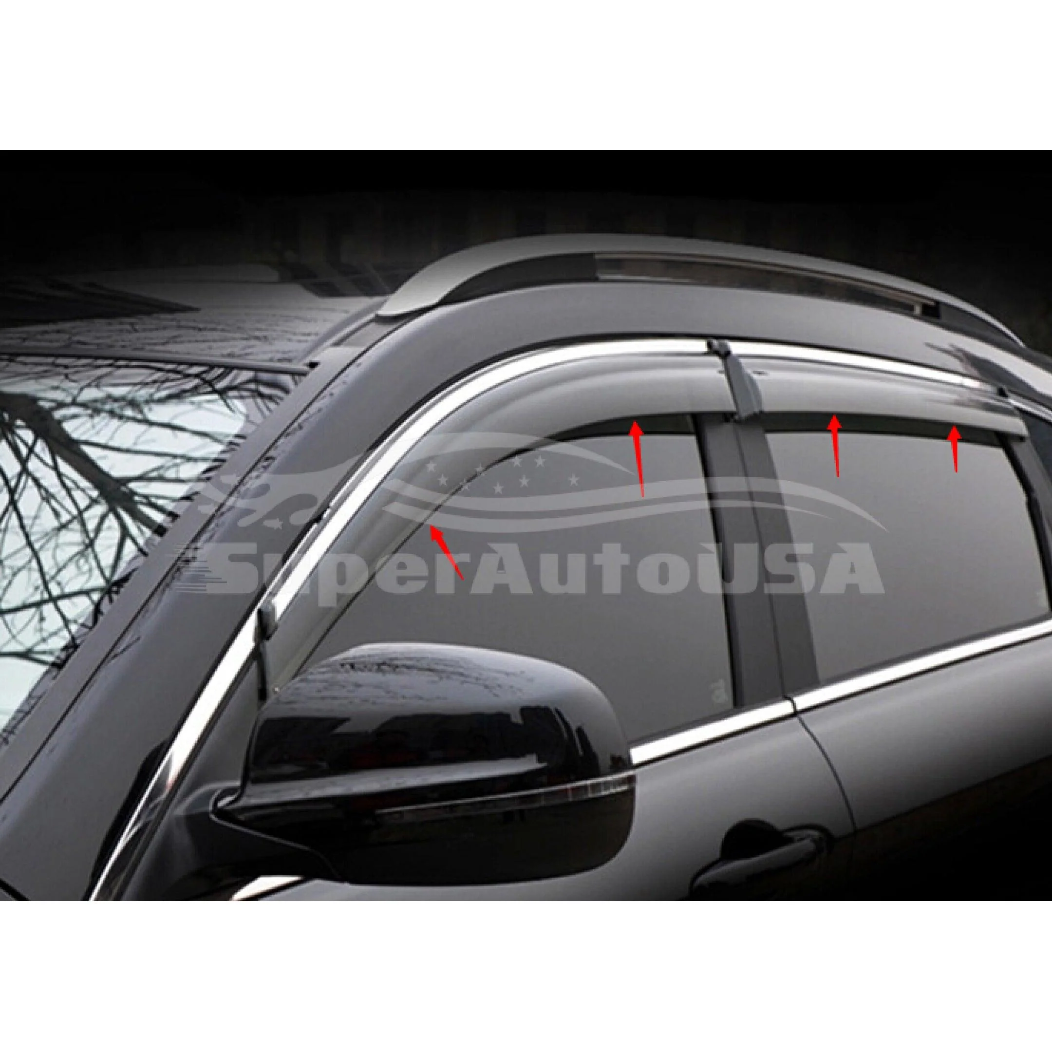 Fit 2012-2016 Subaru Crosstrek XV Clip-On Chrome Trim Vent Window Visors Rain Sun Wind Guards Shade Deflectors - Image 3