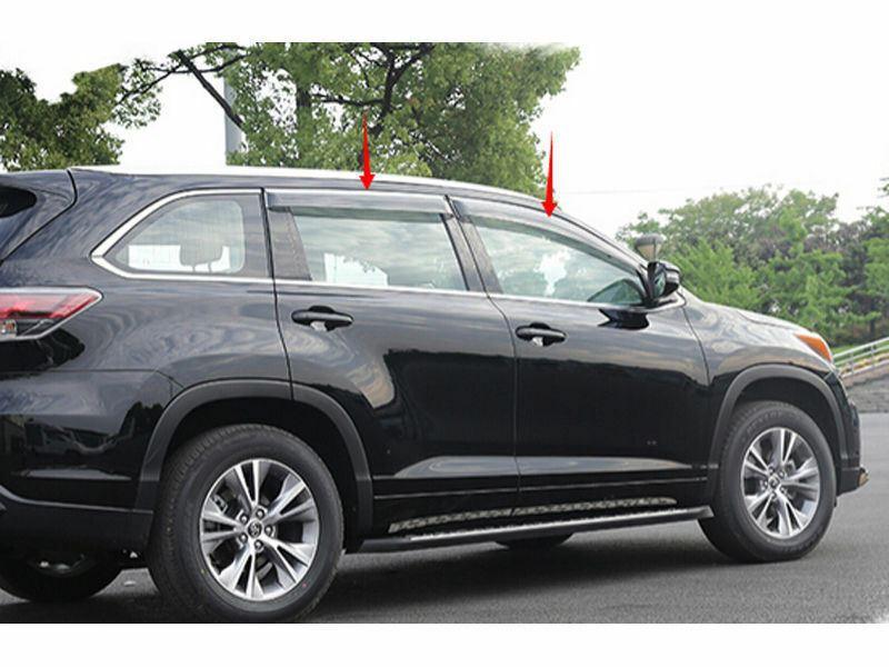Fit 2014-2018 Toyota Highlander Clip-On Chrome Trim Vent Window Visors Rain Sun Wind Guards Shade Deflectors - Image 3
