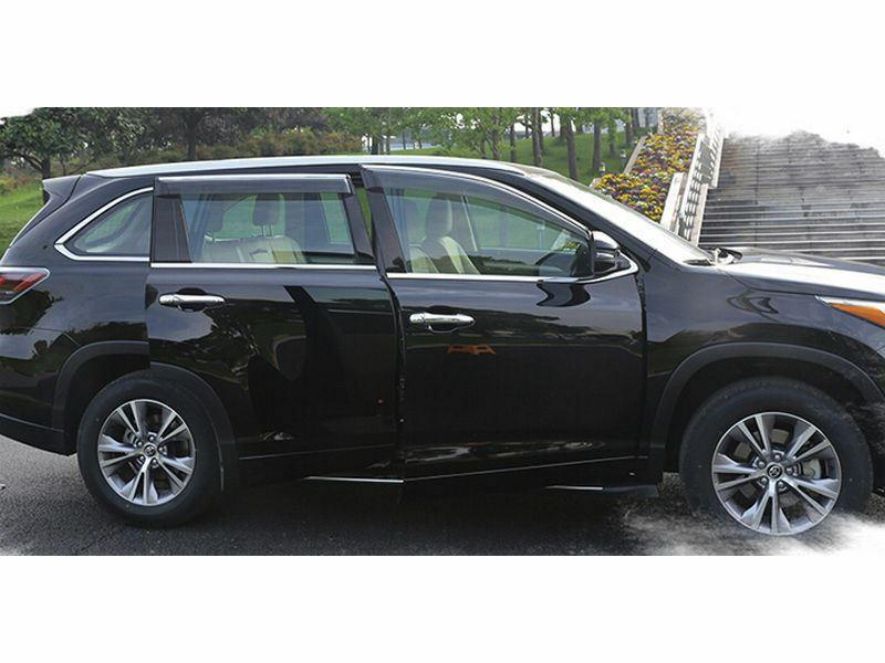 Fit 2014-2018 Toyota Highlander Clip-On Chrome Trim Vent Window Visors Rain Sun Wind Guards Shade Deflectors - Image 6