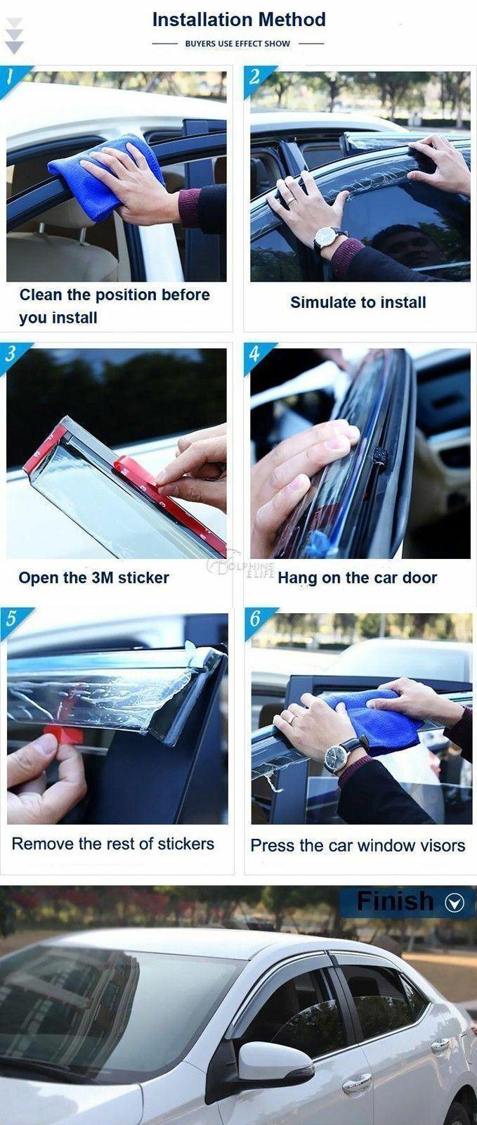 Fit 2014-2018 Toyota Highlander Clip-On Chrome Trim Vent Window Visors Rain Sun Wind Guards Shade Deflectors - Image 8
