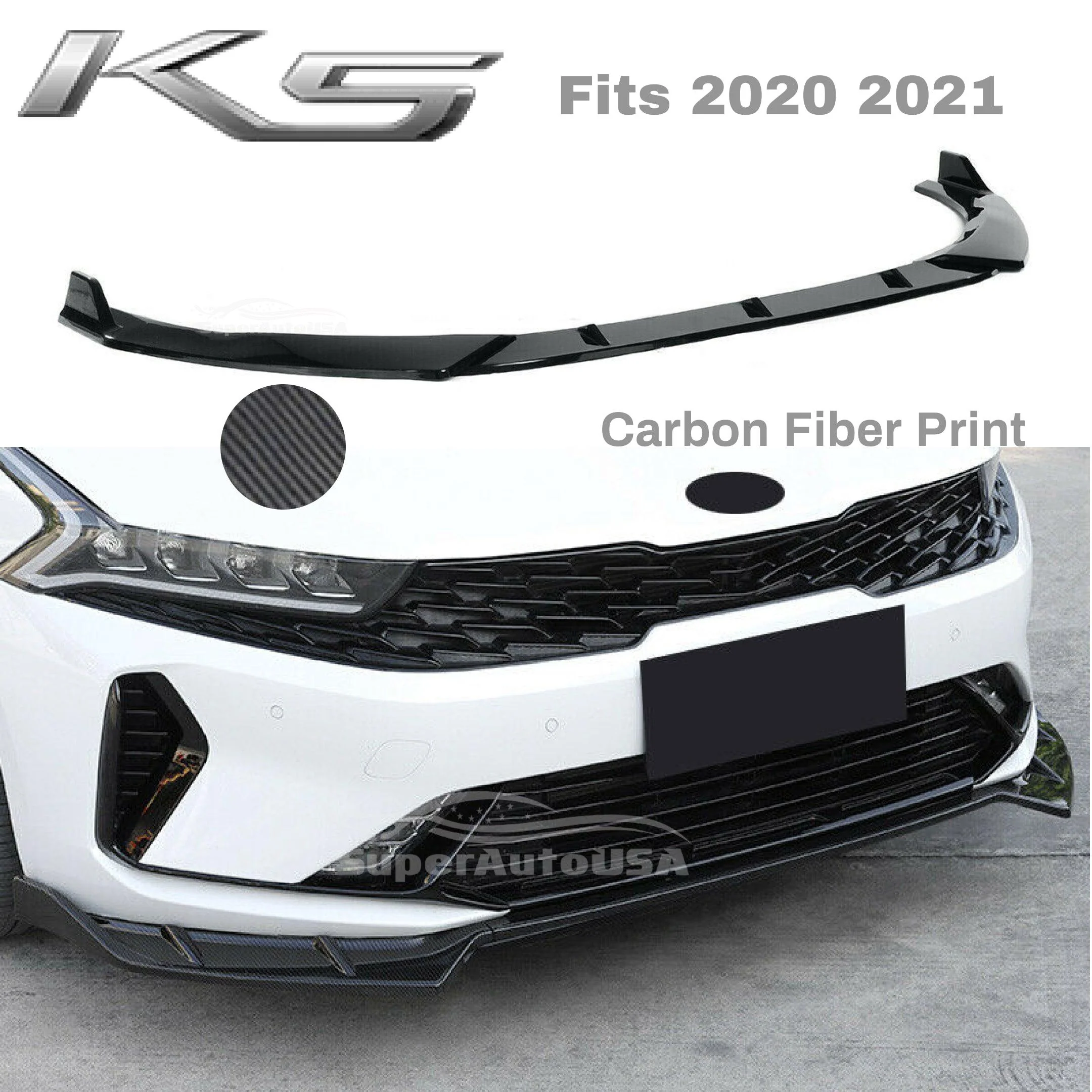 For K5 2021 2022 2023 Performance Style Front Bumper Lip Spoiler (Carbon Fiber Print) - Image 3