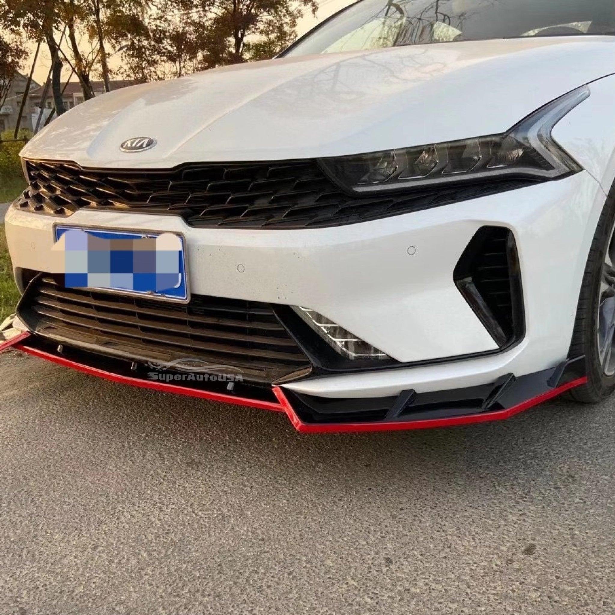 For K5 2021 2022 2023 Performance Style Front Bumper Lip Spoiler (Gloss Black with Red Trim) - Image 4