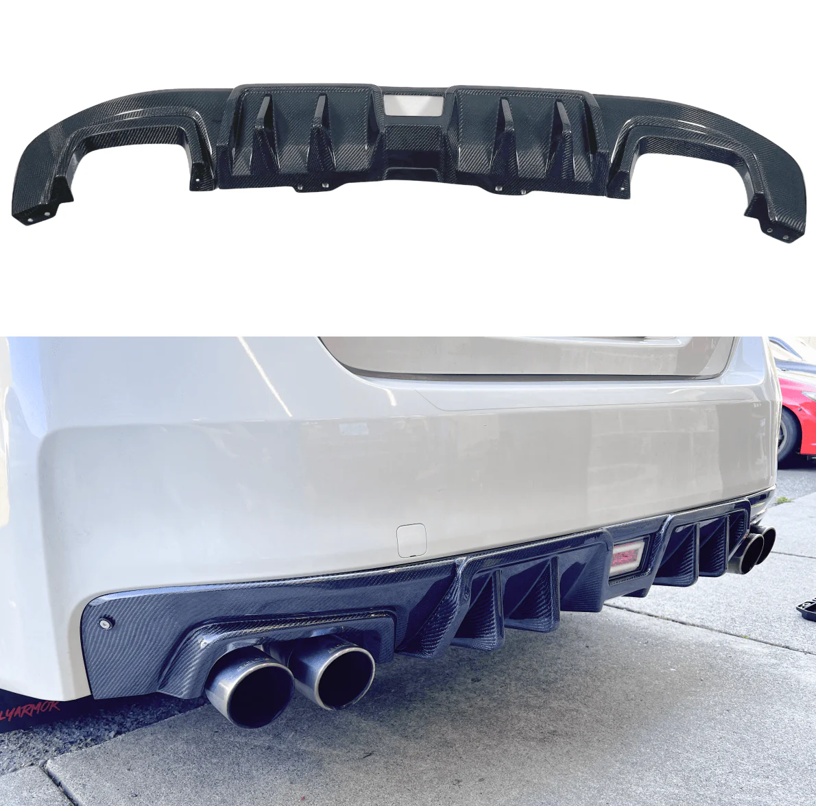 2015-2021 Subaru WRX STI VA - Carbon Fiber Front Lip & Rear Diffuser Set - Image 8