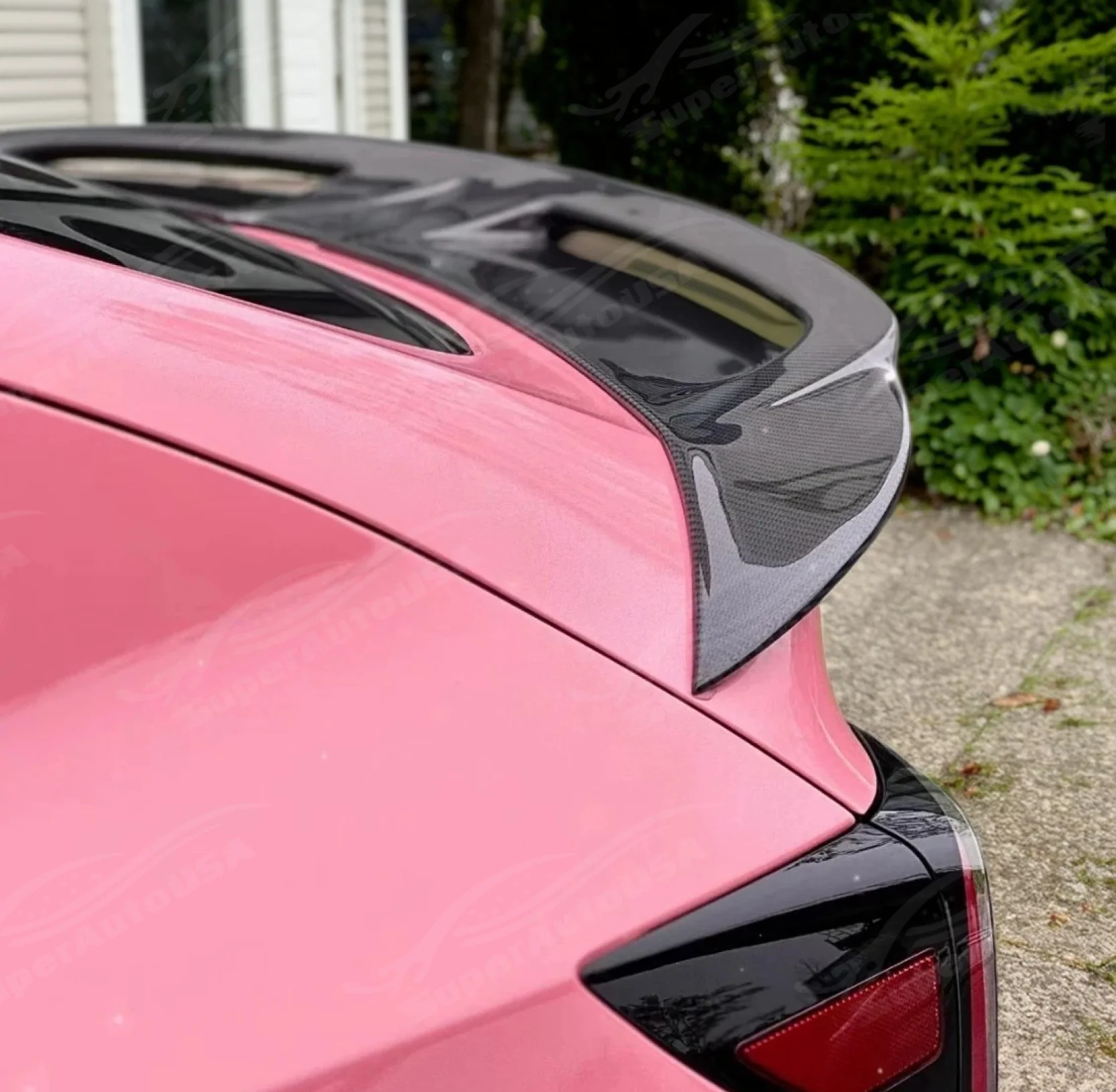 Real Carbon Fiber Rear Trunk Lip Spoiler Wing Fits Tesla Model Y 2020-2024 - Image 4