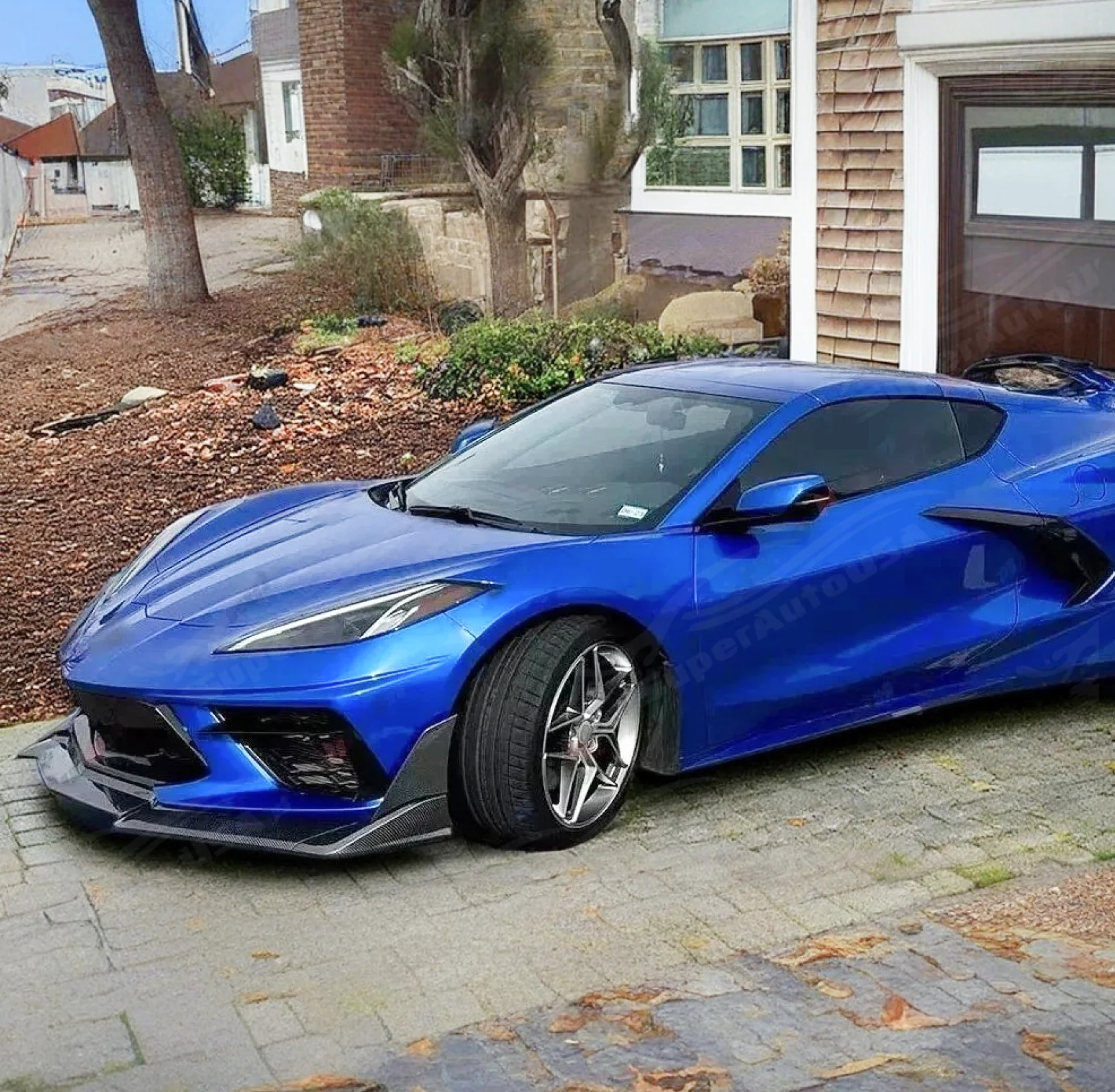2020+ Chevrolet Corvette C8 - ZR1 Style Carbon Fiber Front Lip Splitter - Image 3