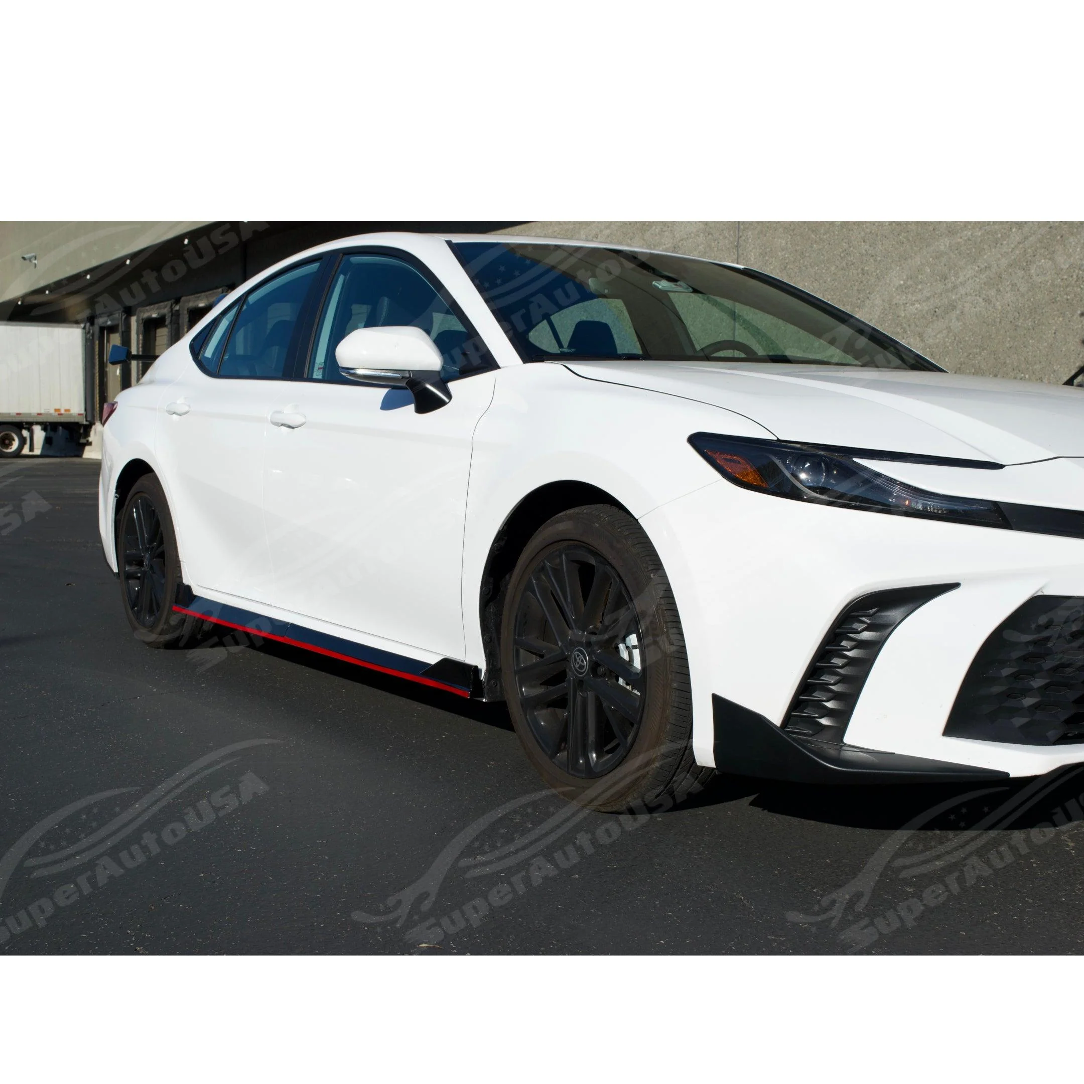 Fit 2025-2027 Toyota Camry Side Body Skirts Gloss Black with Red Trim - Image 3