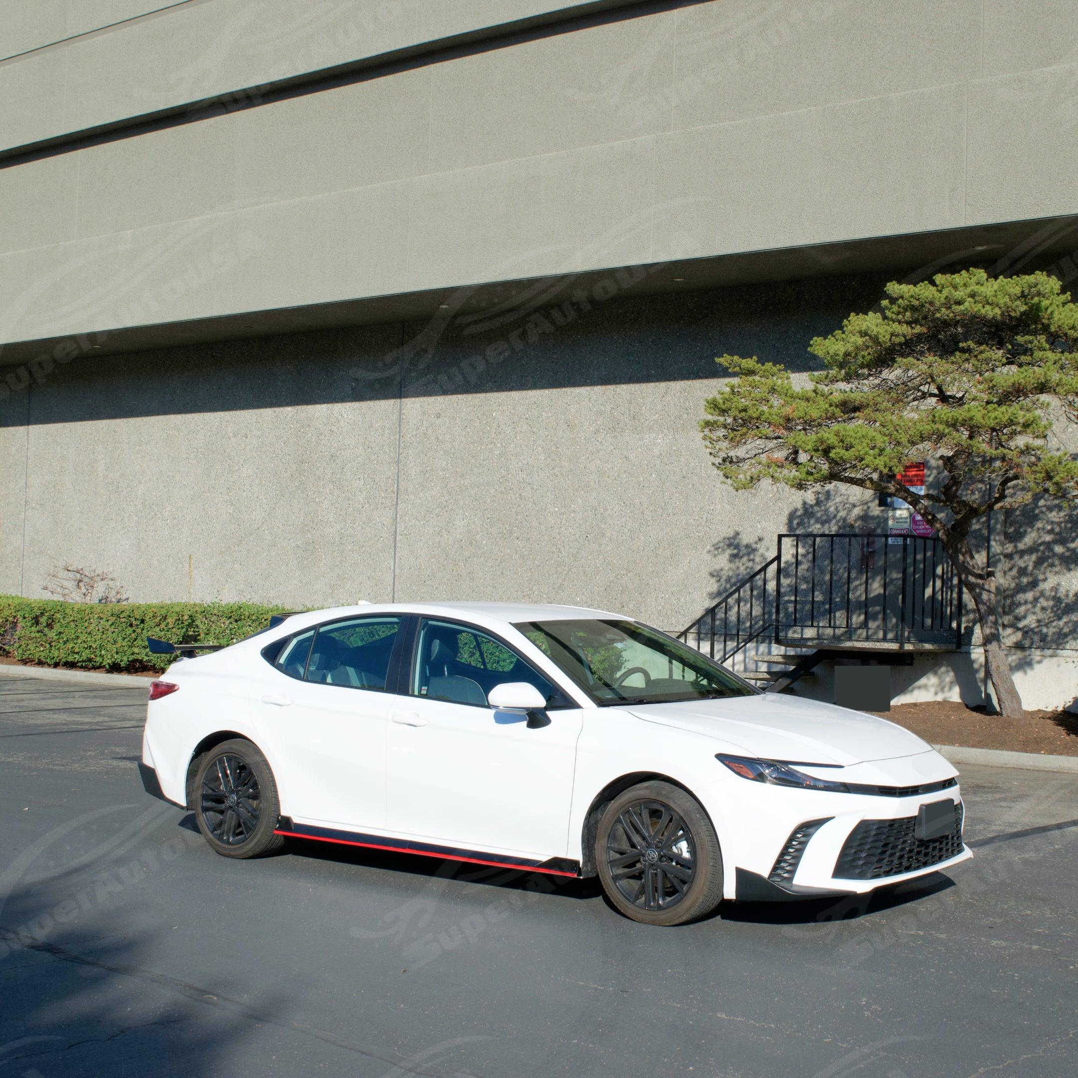 Fit 2025-2027 Toyota Camry Side Body Skirts Gloss Black with Red Trim - Image 5