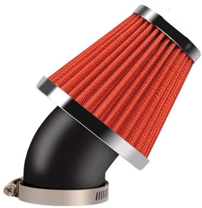 Fits Honda Red Yamaha Kawasaki Suzuki Spike Air Filter 45 degree 48mm ATV (Red)