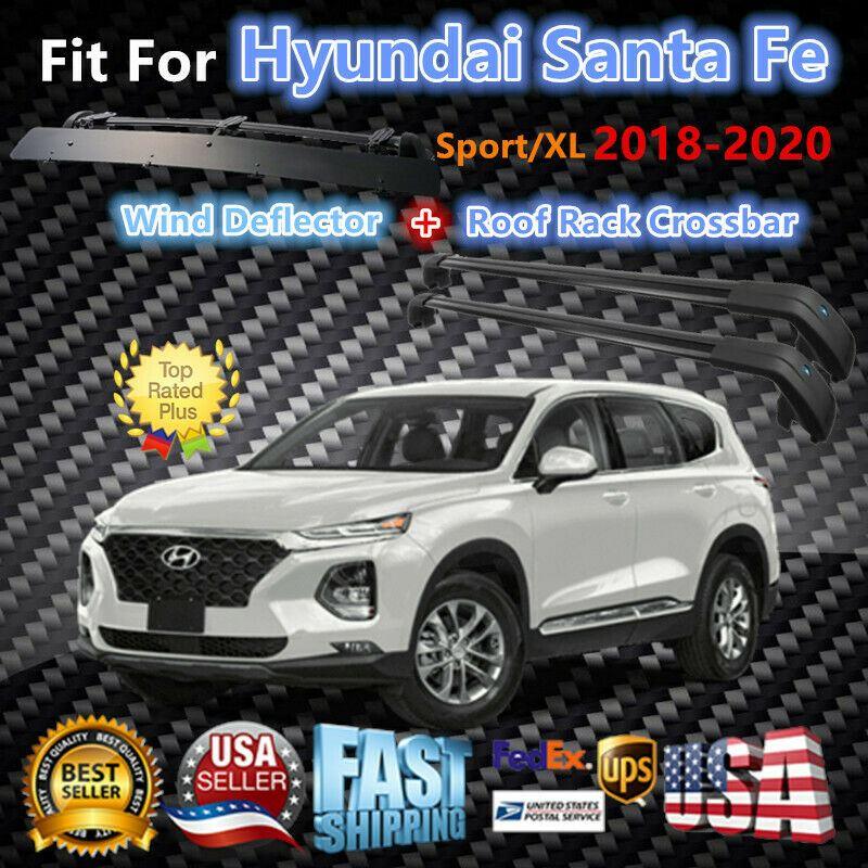 For Hyundai Santa Fe 2018-2020 Luggage Crossbar+Wind Deflector - Image 2