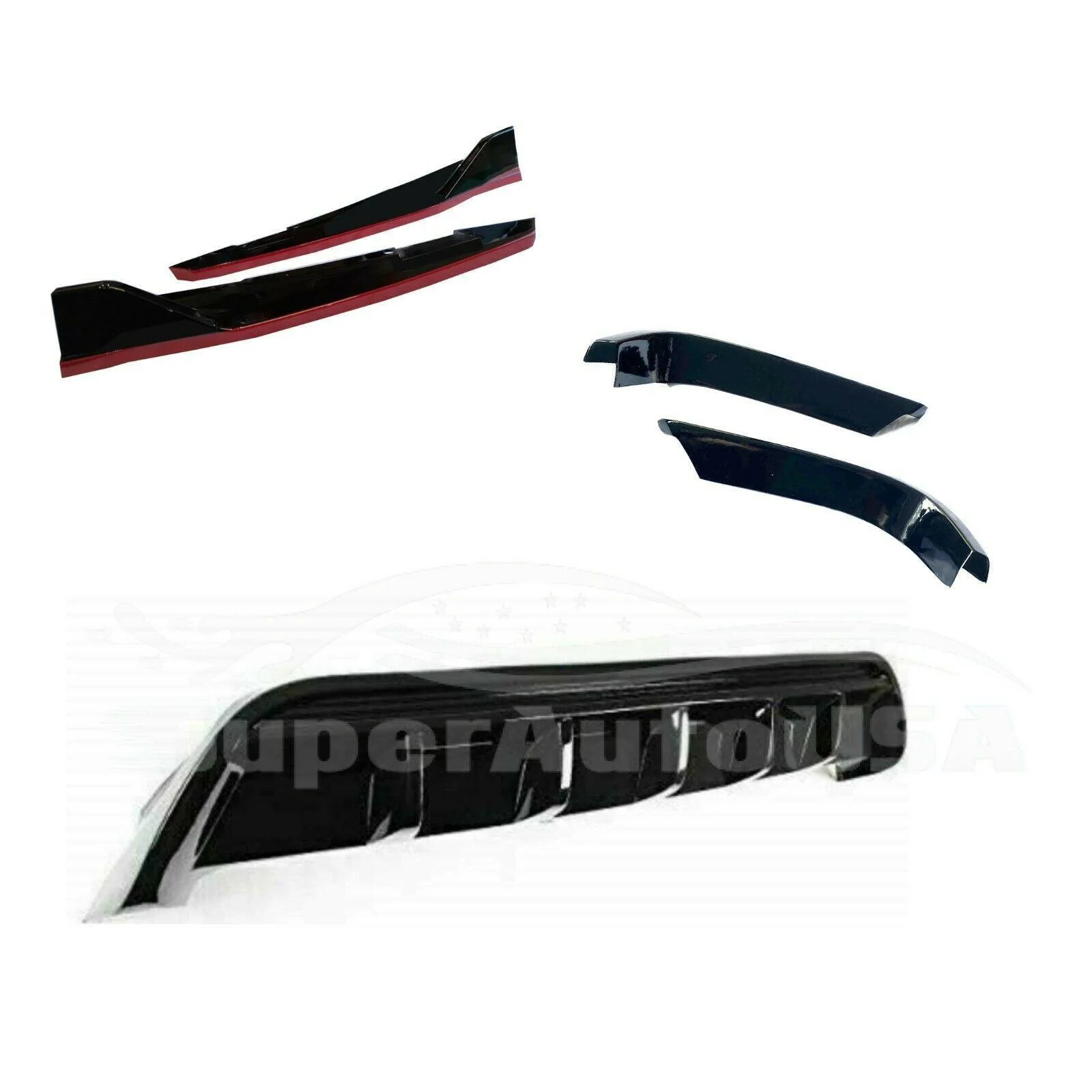 TRD Style Rear Diffuser Bumper lip Spoiler Body Splitter & Rear corner splitters Fits Toyota Camry 2018-2024 - Image 12