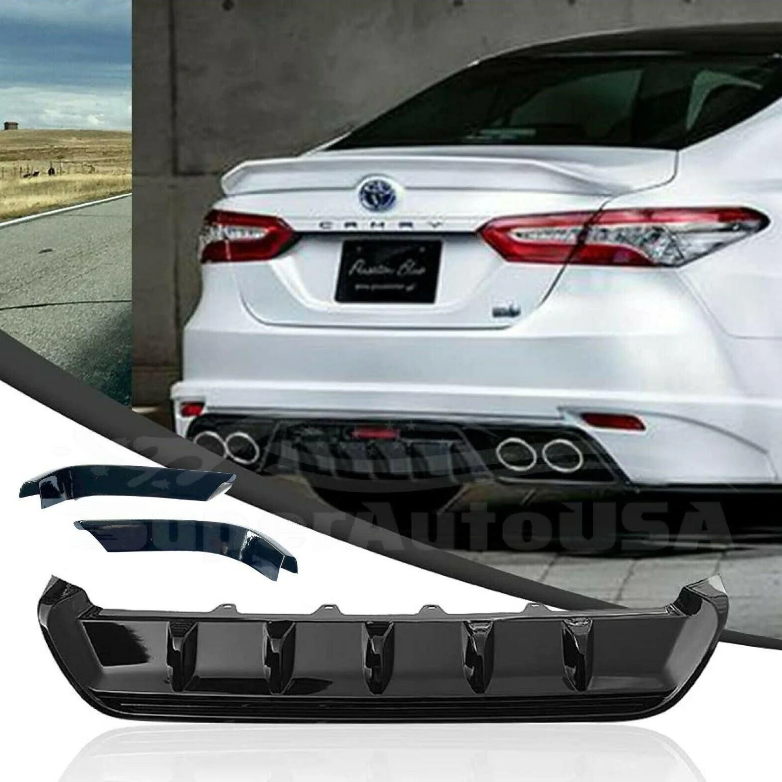 TRD Style Rear Diffuser Bumper lip Spoiler Body Splitter & Rear corner splitters Fits Toyota Camry 2018-2024 - Image 22