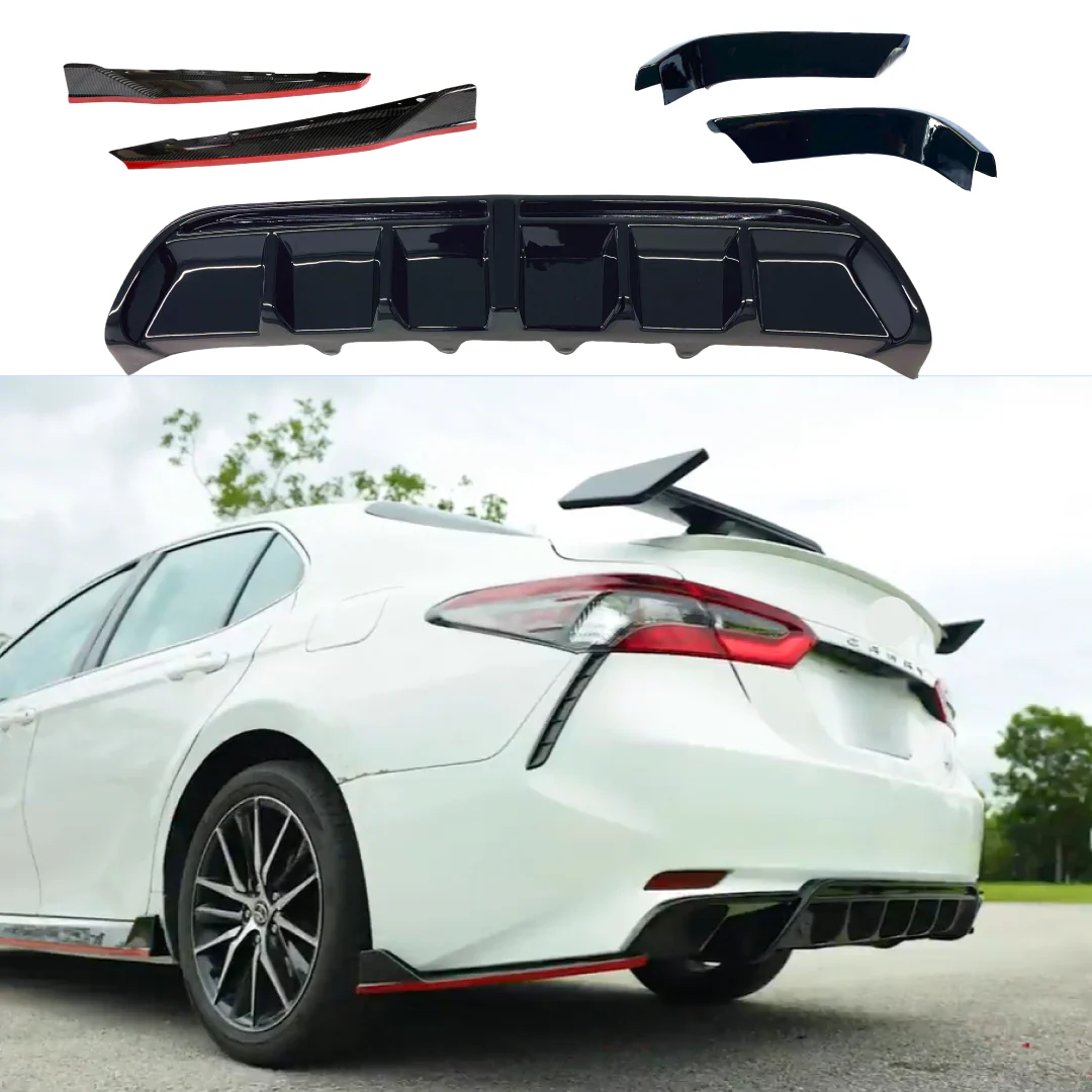TRD Style Rear Diffuser Bumper lip Spoiler Body Splitter & Rear corner splitters Fits Toyota Camry 2018-2024 - Image 9