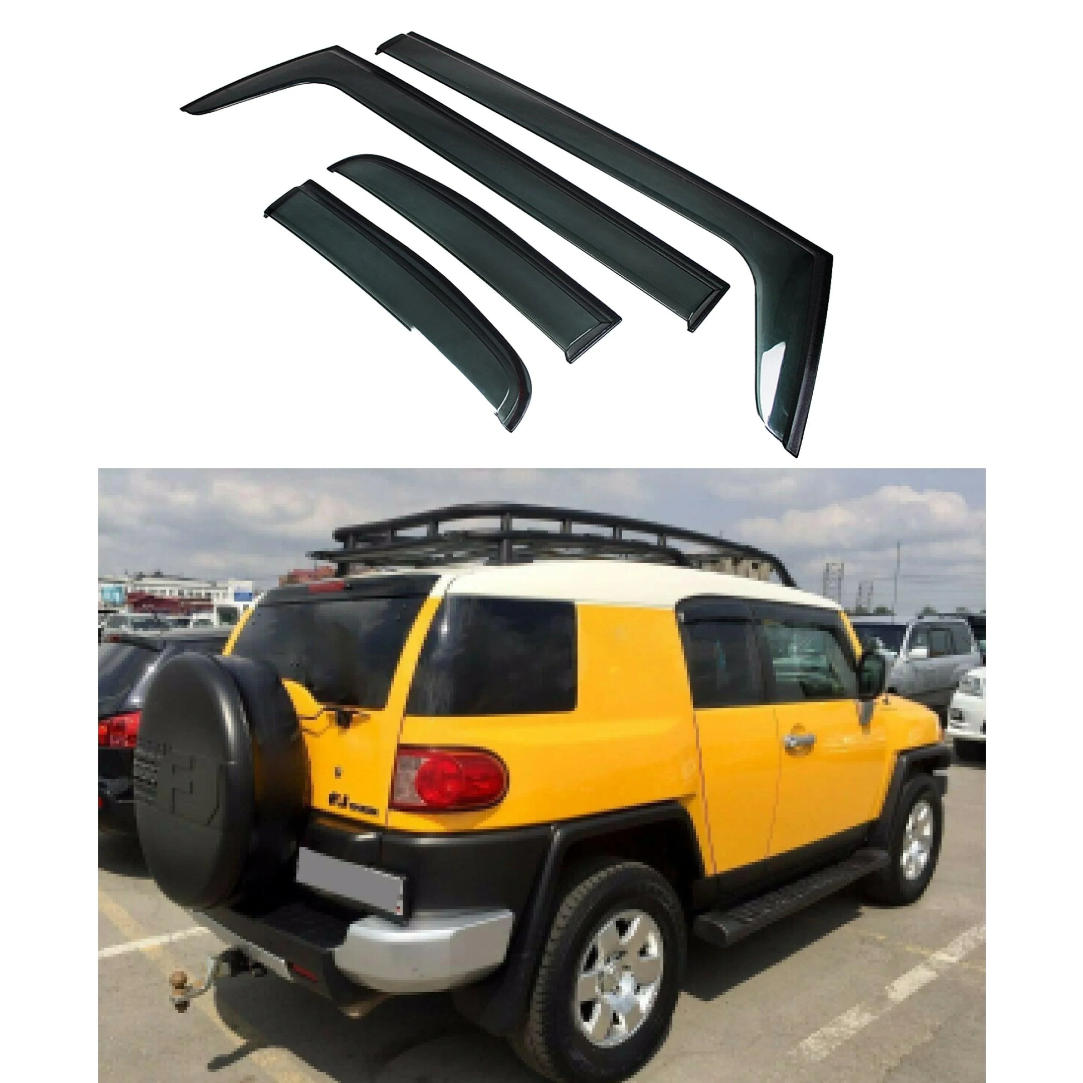 Fit 2007-2014 Toyota FJ Cruiser Out-Channel Vent Window Visors Rain Sun Wind Guards Shade Deflectors - Image 2